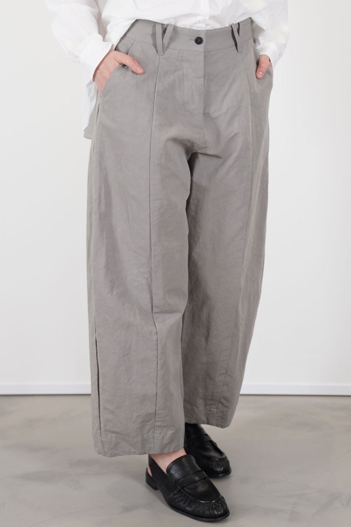 sandra cotton linen pants grey