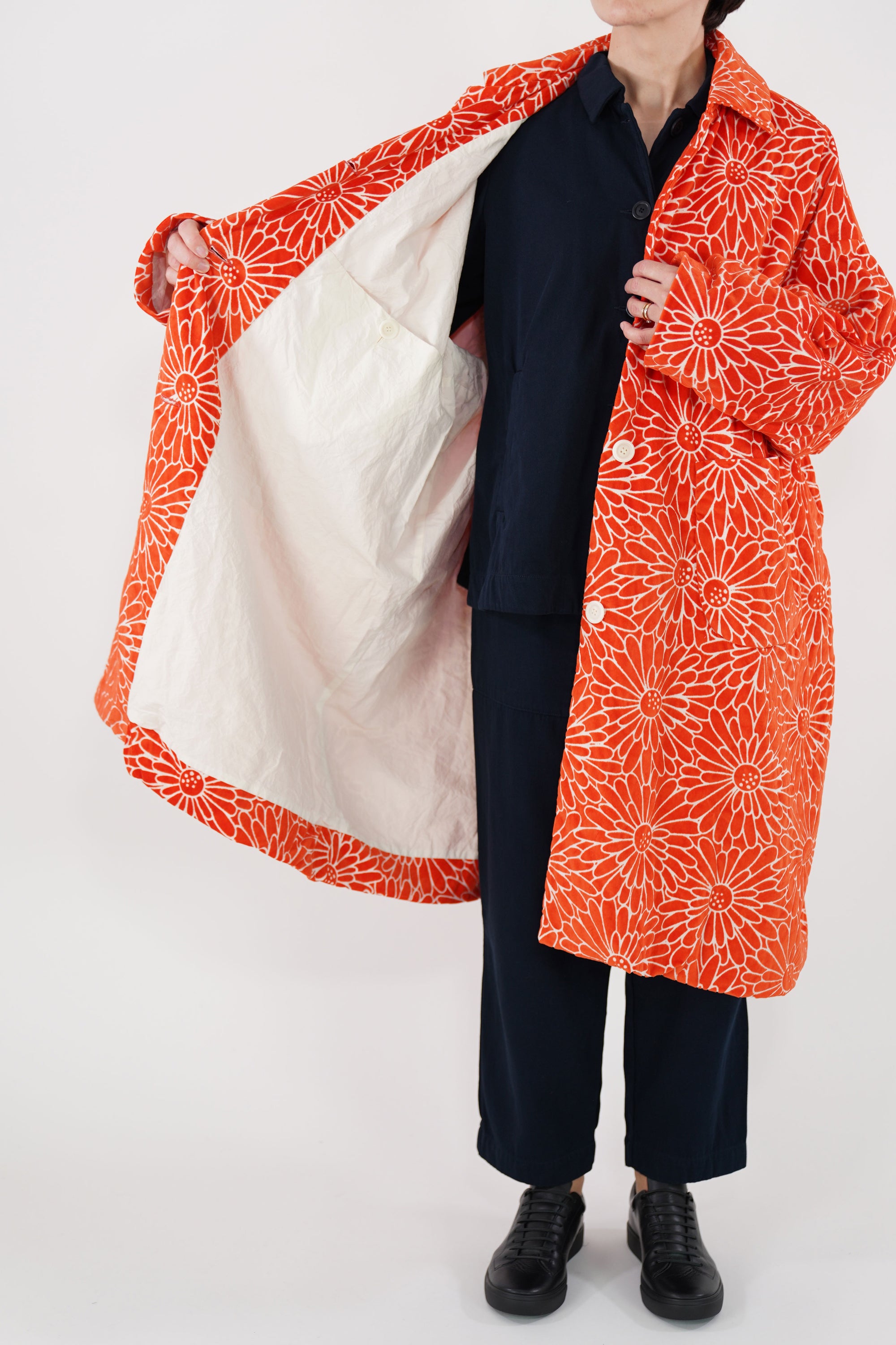 blob coat flower velvet arancio 21fm150