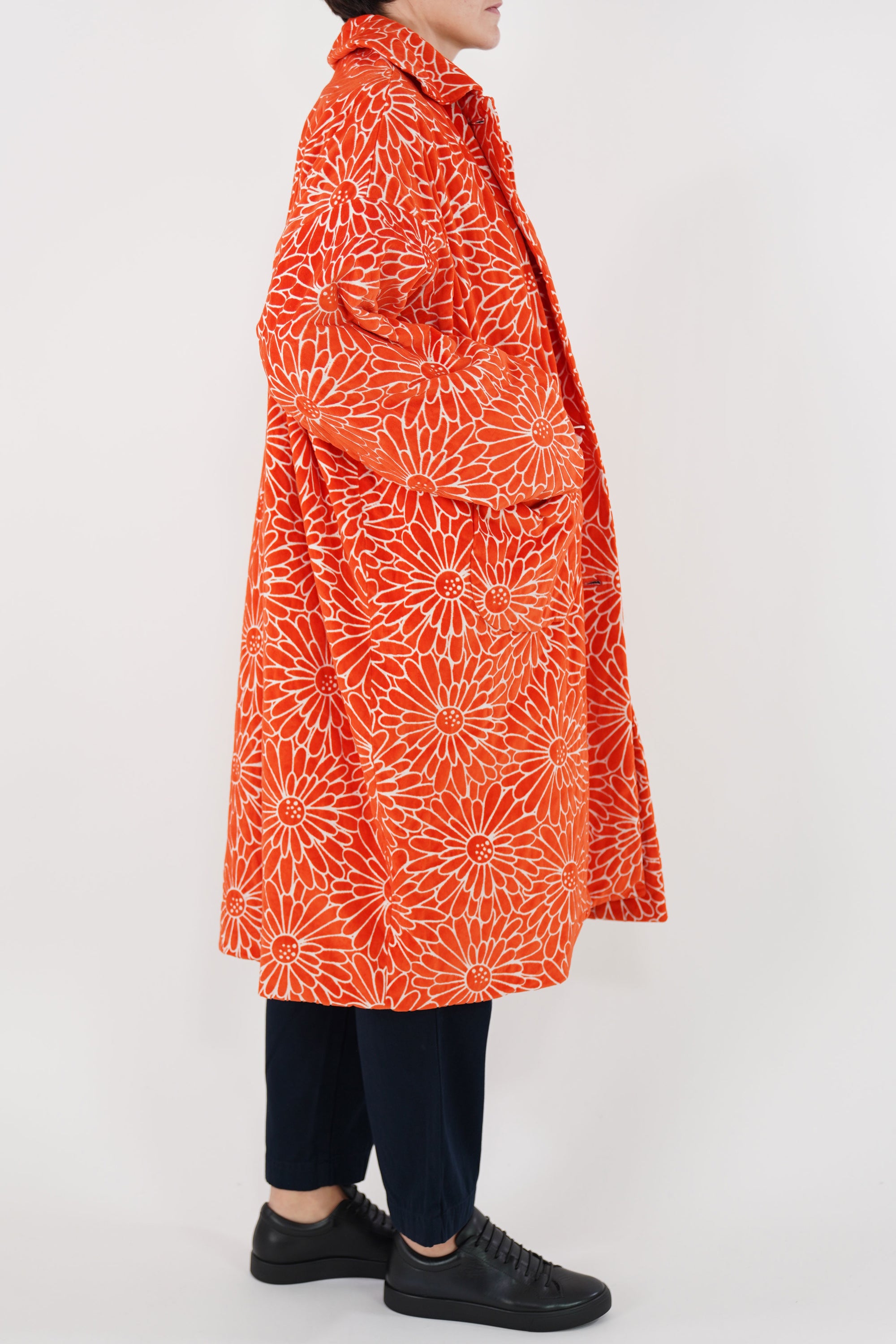 blob coat flower velvet arancio 21fm150