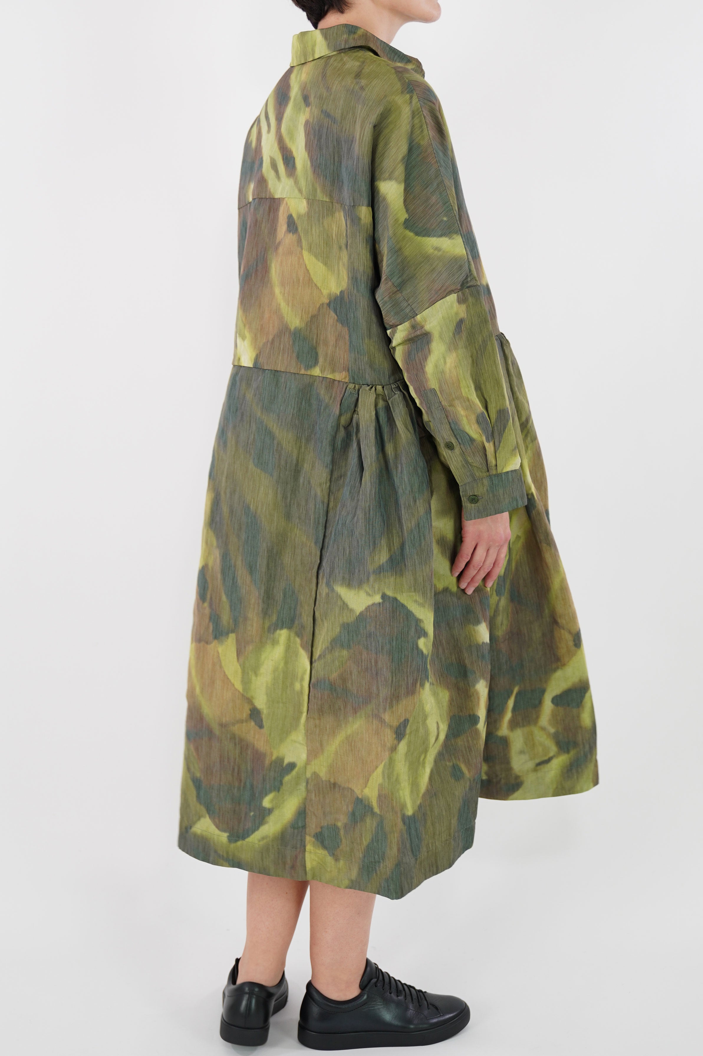 paga rouch dress ikat khaki 21fr472