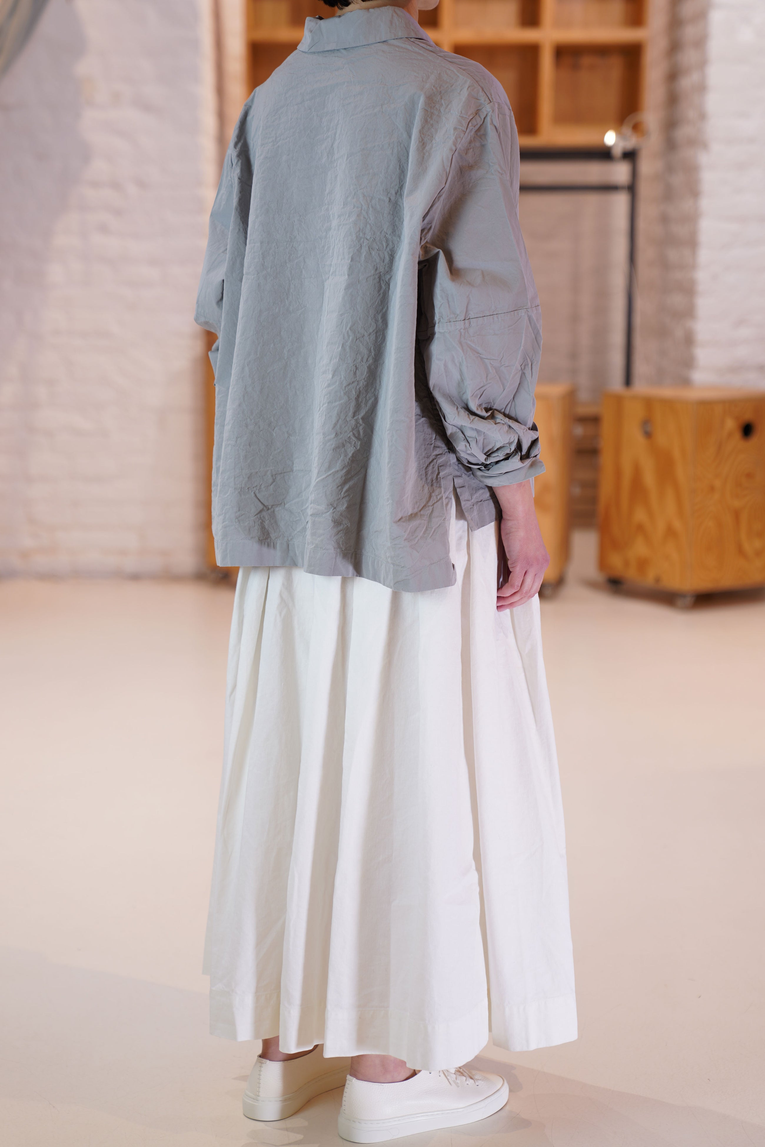 cotton and linen bowling skirt off-white 22fj175