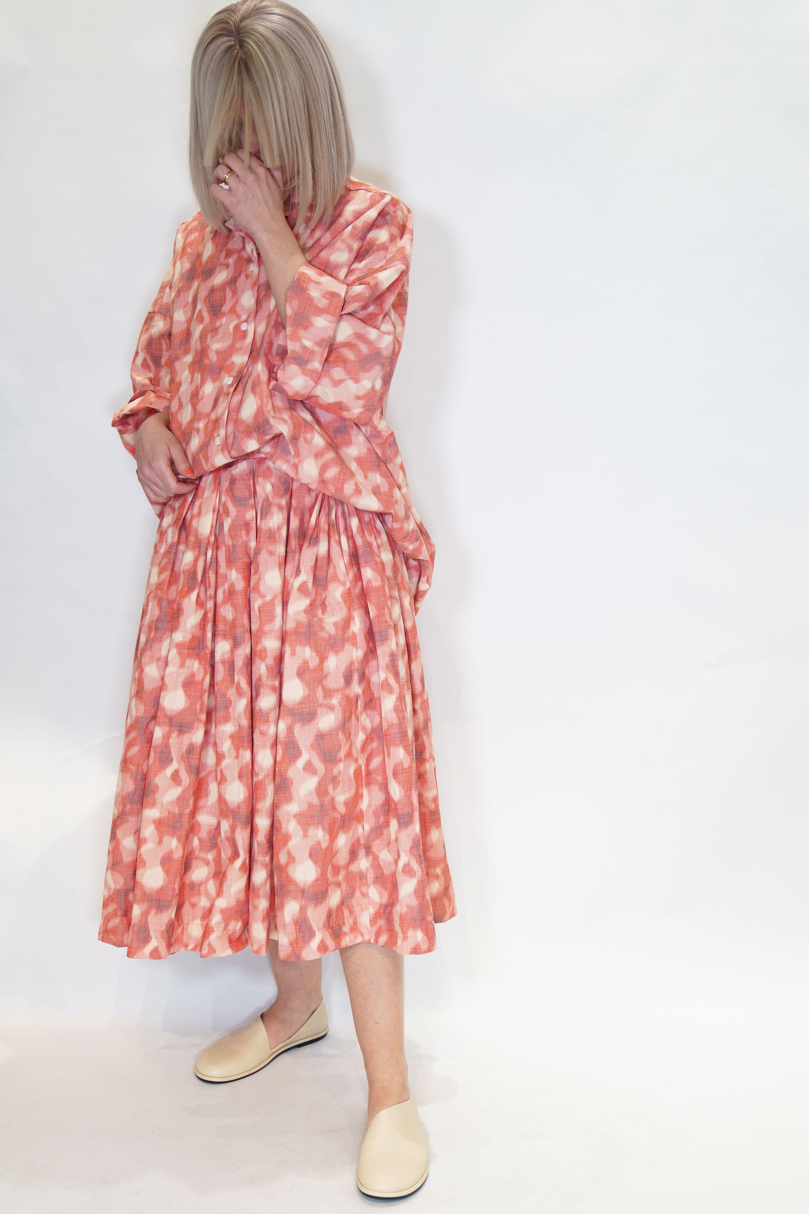 double rideaux skirt ikat coral 22fj172