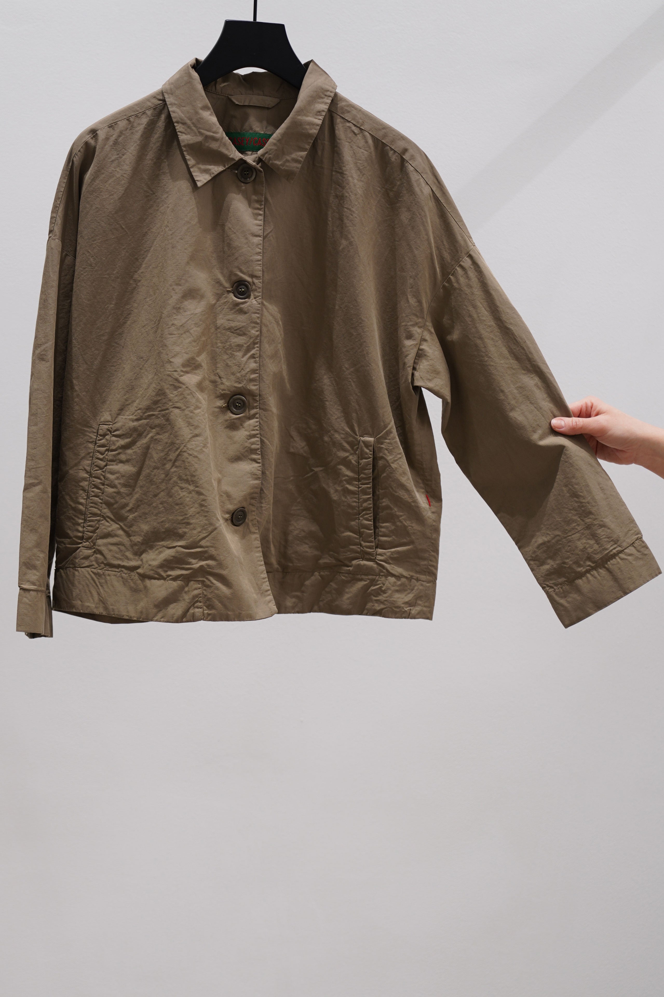 cotton linen juliette jacket olive 24fv257