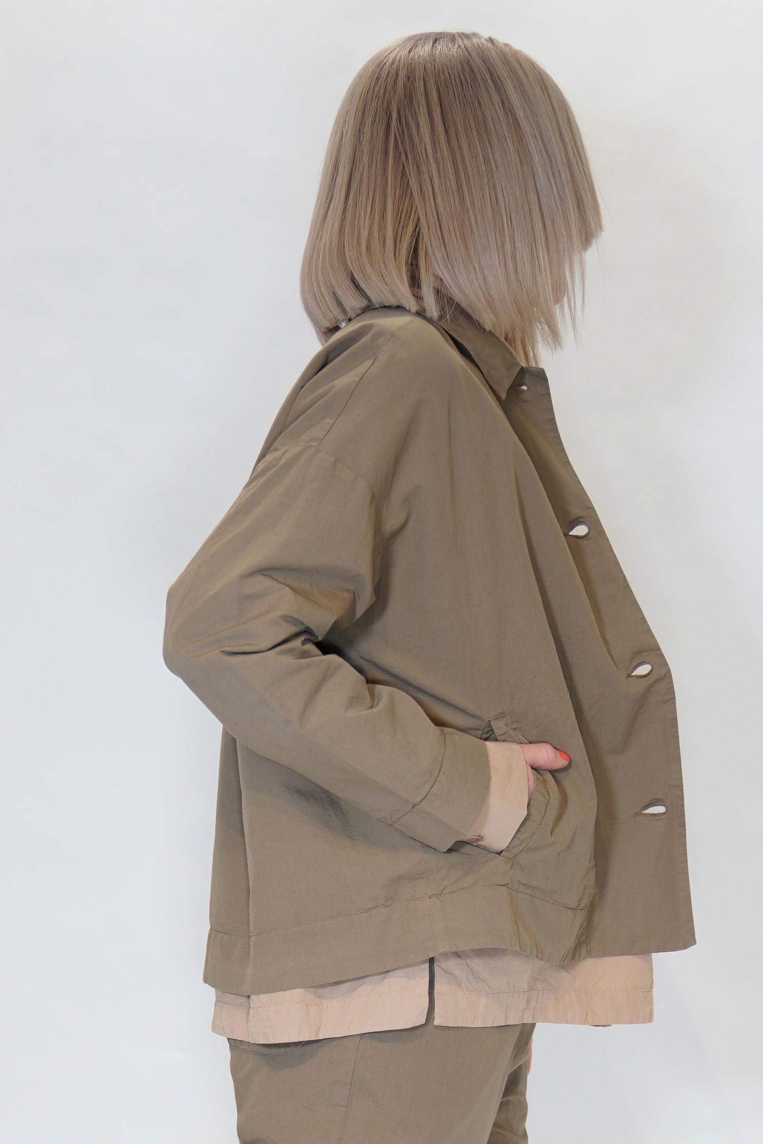 cotton linen juliette jacket olive 24fv257