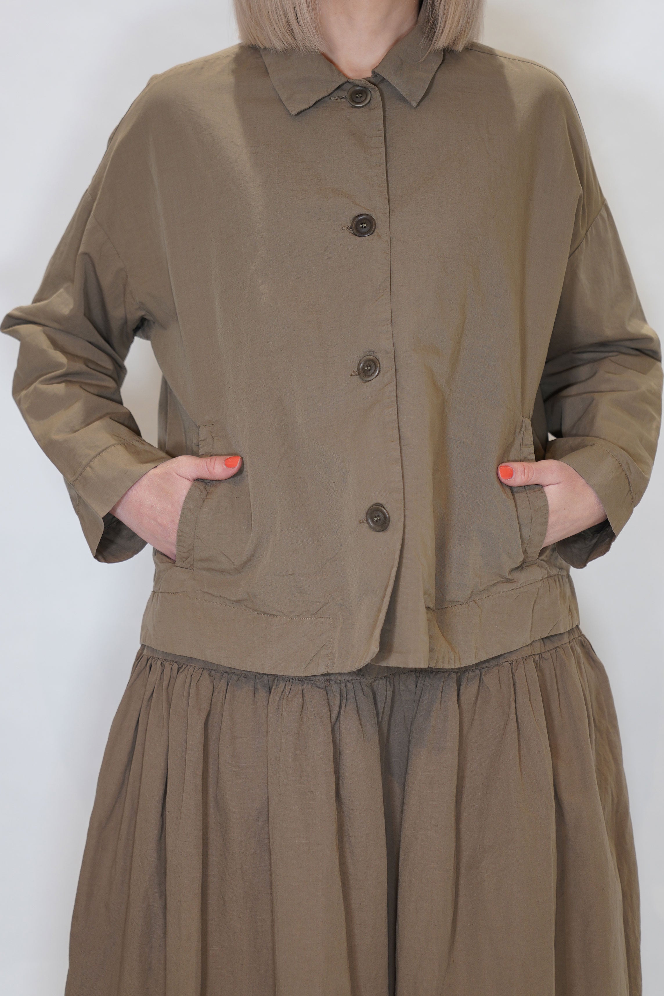 cotton linen juliette jacket olive 24fv257