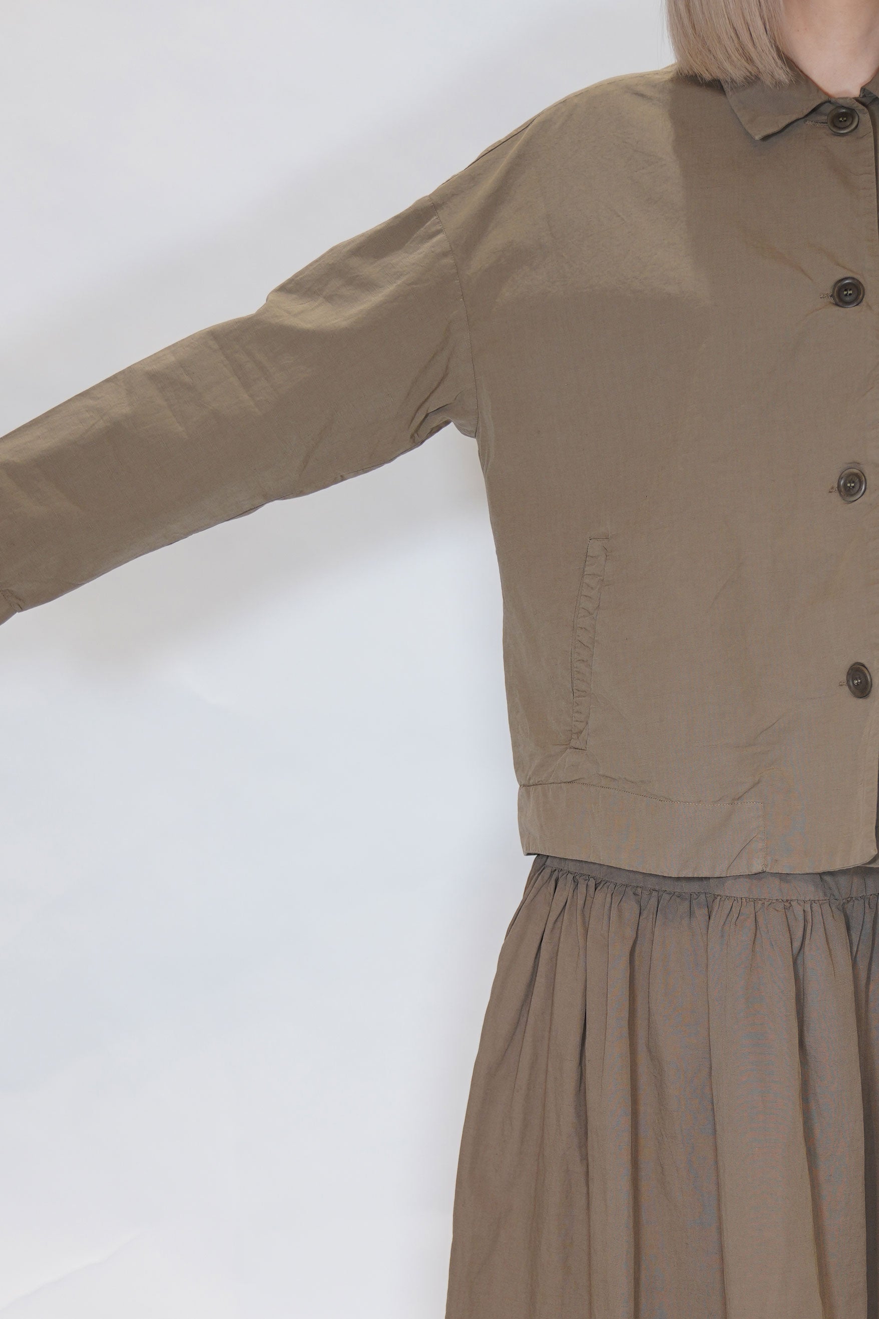 cotton linen juliette jacket olive 24fv257