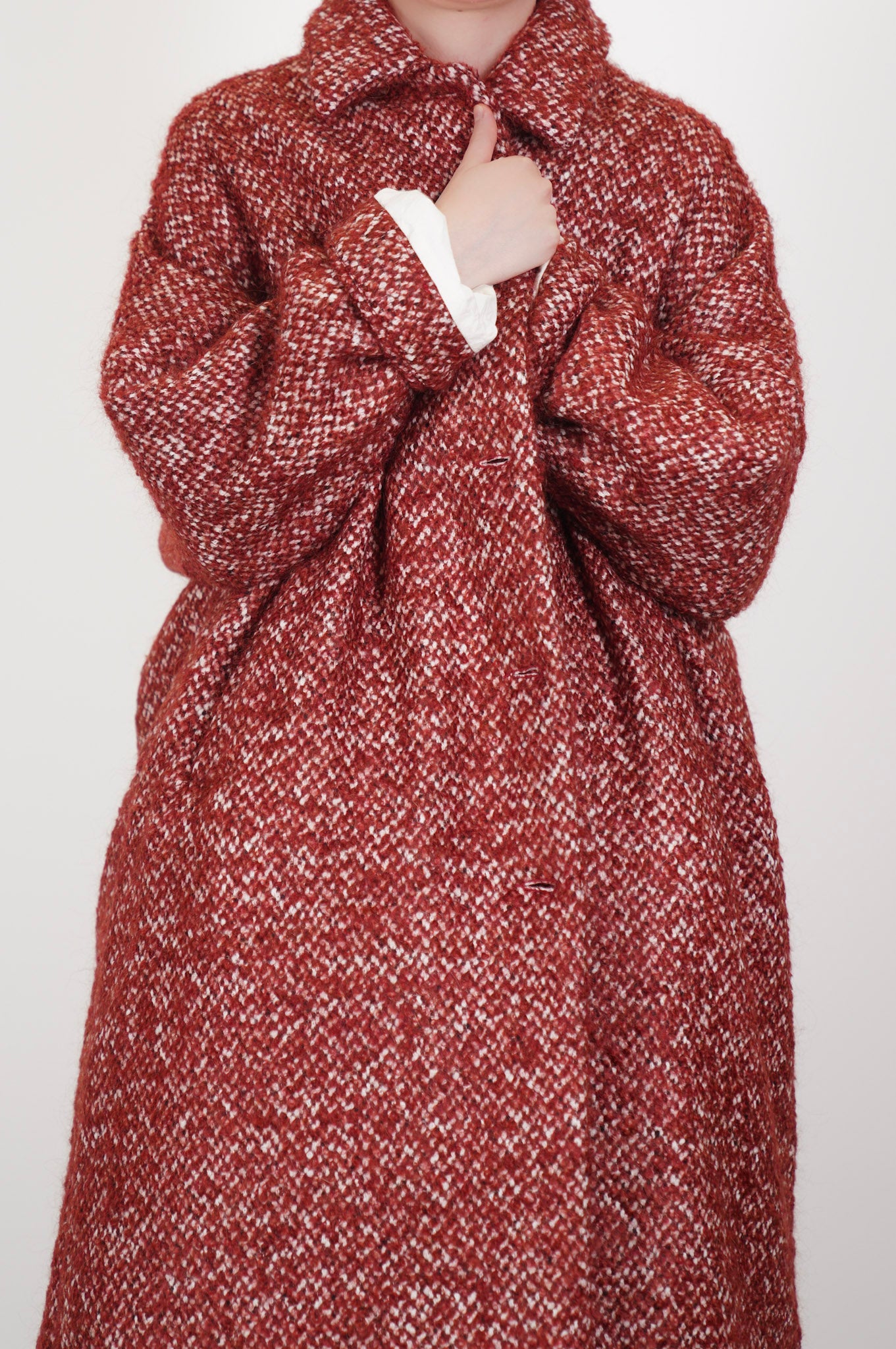 big blobby coat tweed burgundy 25fm202