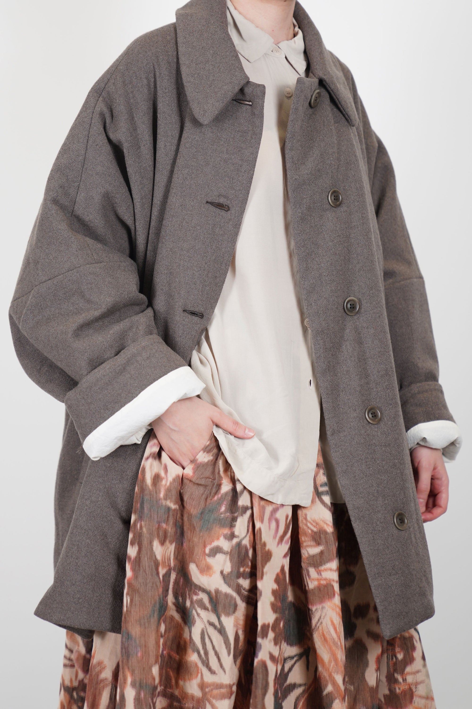 triangle coat wool cashmere oatmeal 25fm209