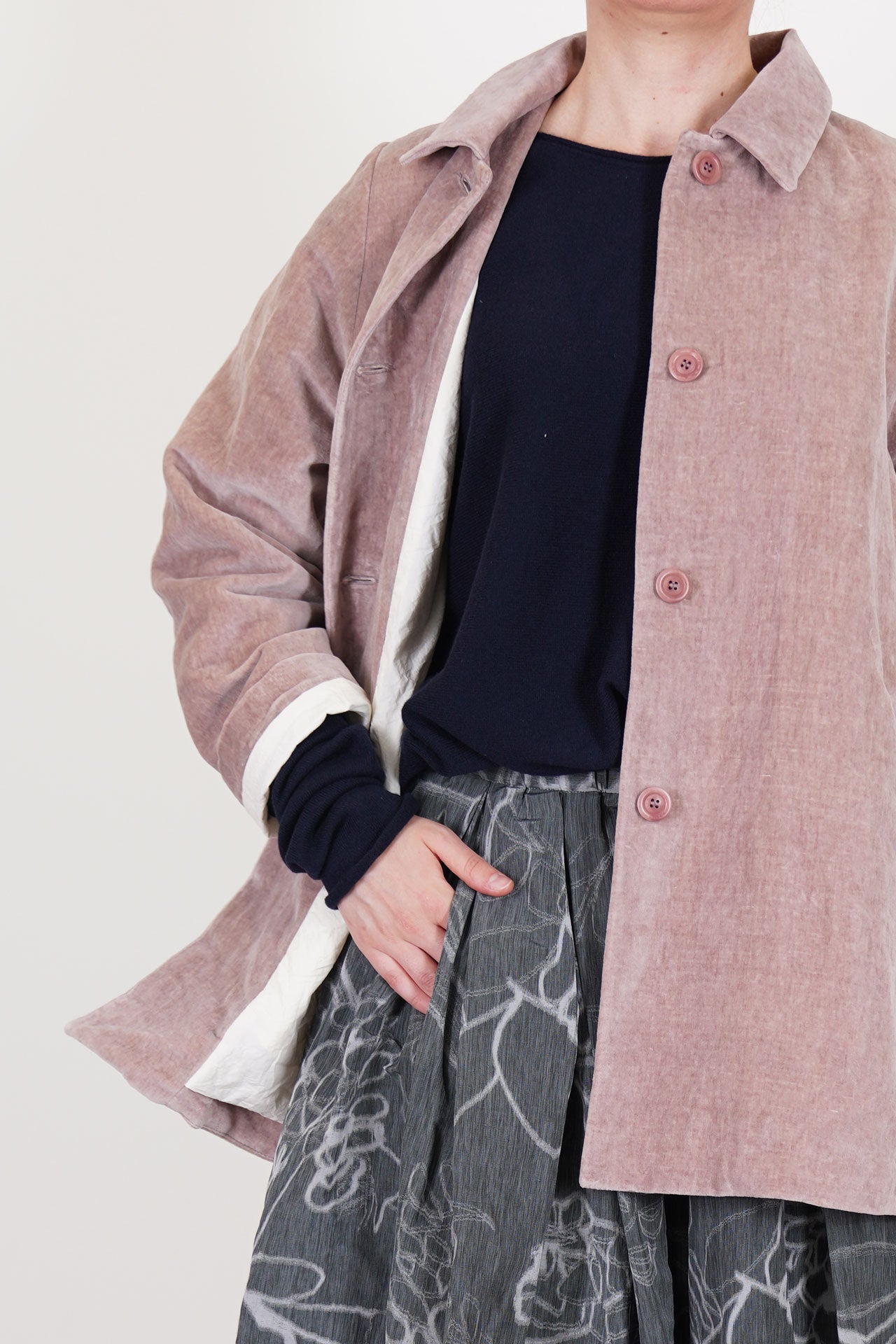 casey casey soleil jacket velvet dusty pink fully cotton lined.