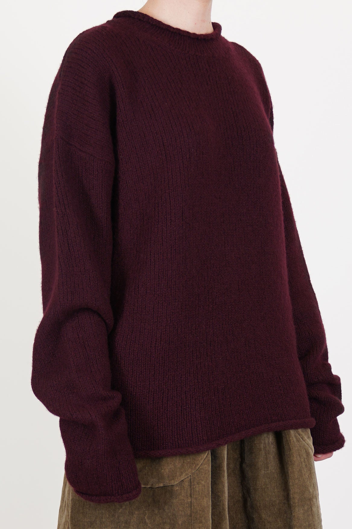 casey casey softy jumper prune crafted in a luxurious blend of superfine merino wool and cashmere.
