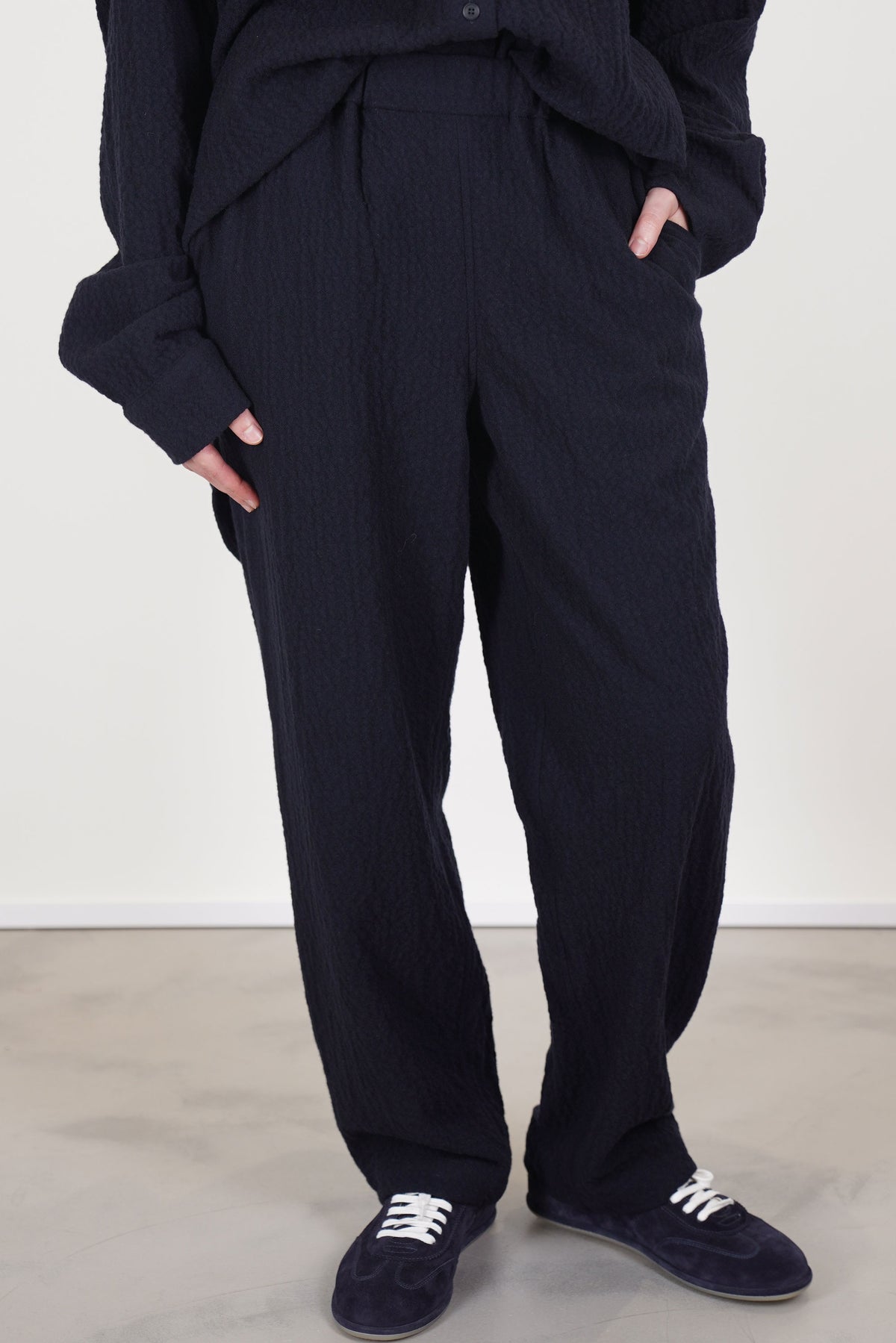 woolen fabi pants navy