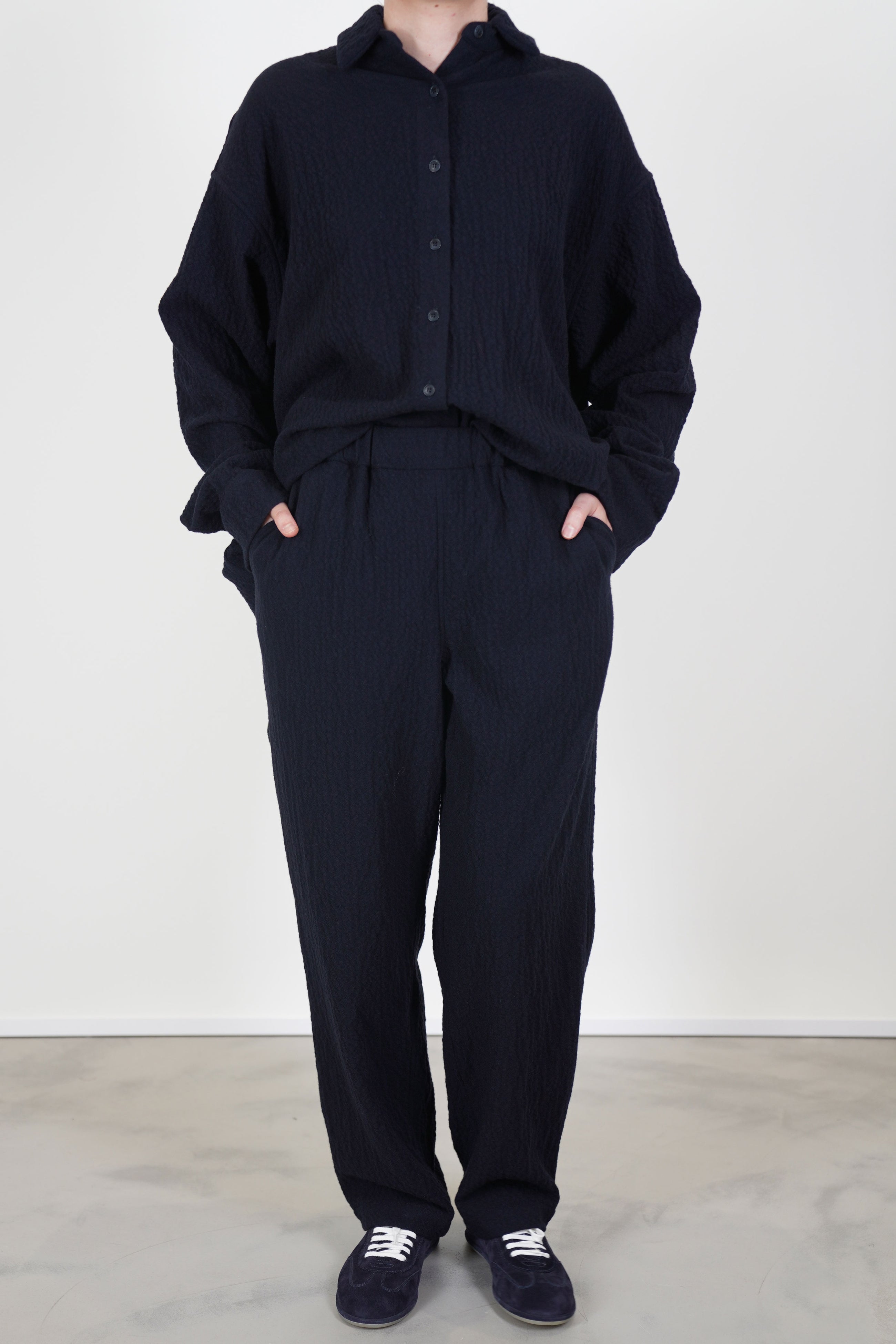 woolen fabi pants navy 25hp290