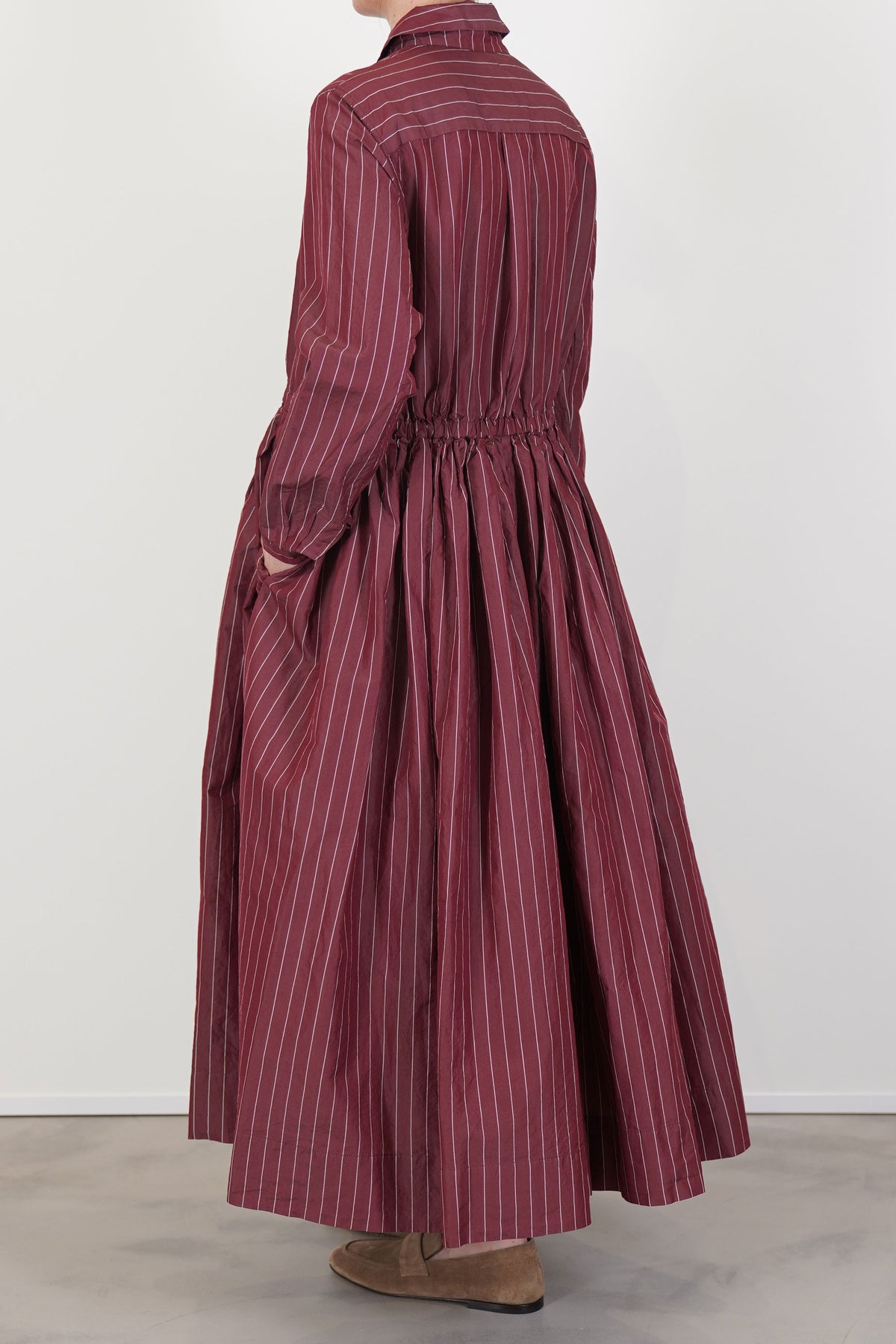 back view of casey casey panzy dress cotton silk wine
