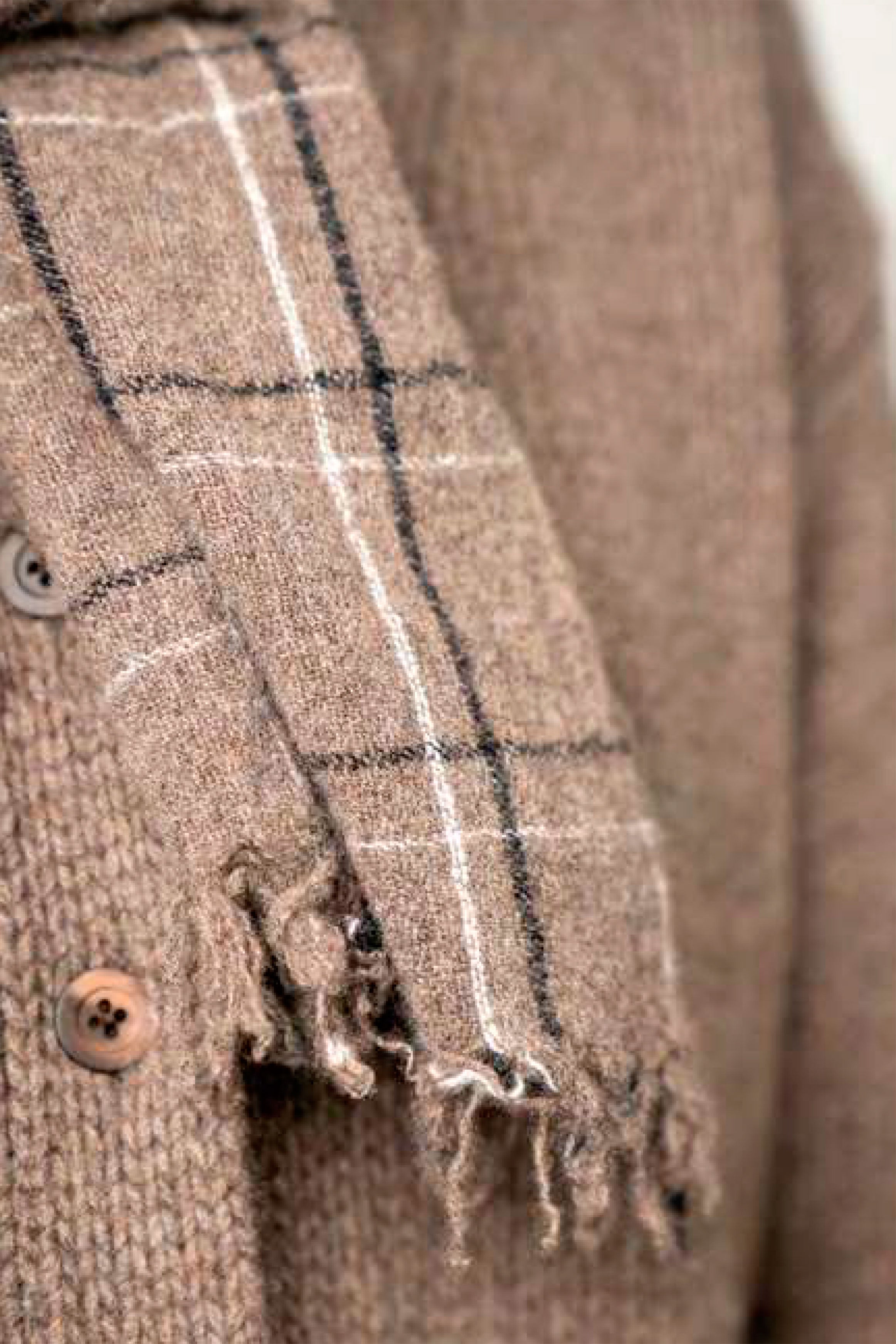 handwashed slow cashmere scarf picco quadro cafe grey