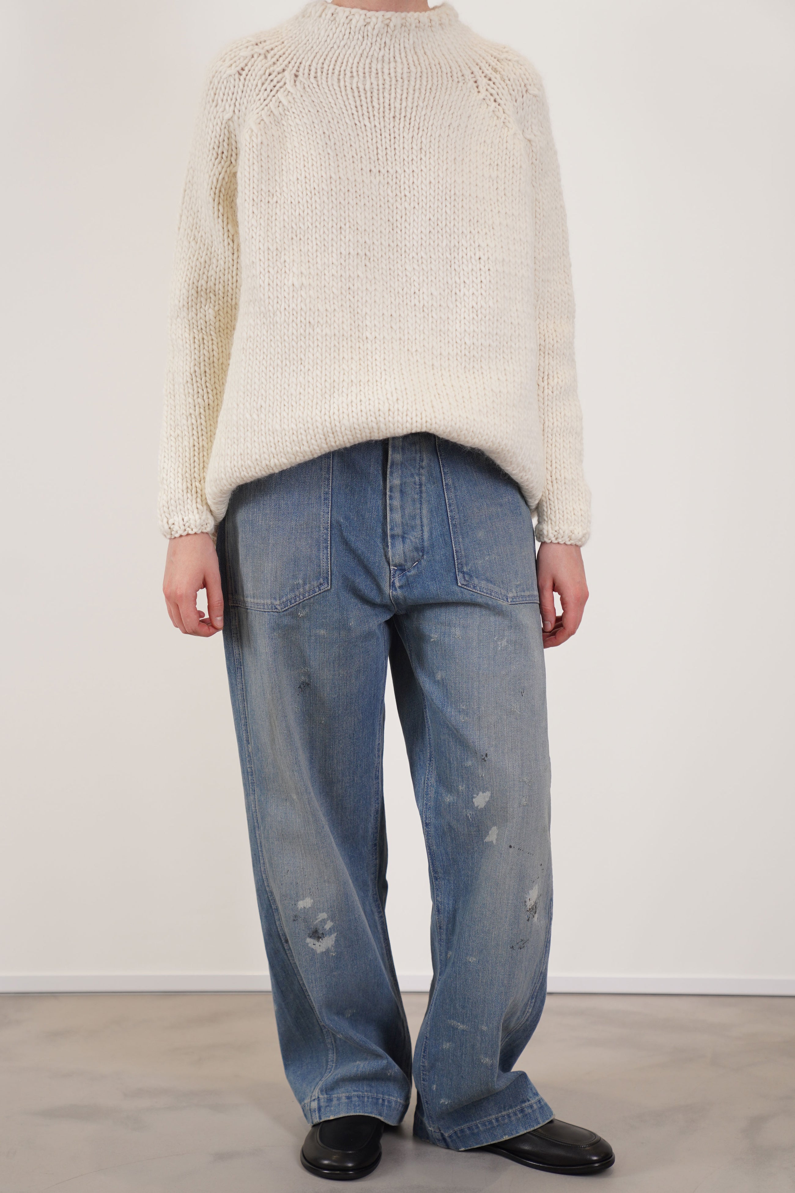 cs40-mp12 army style denim trousers light vintage