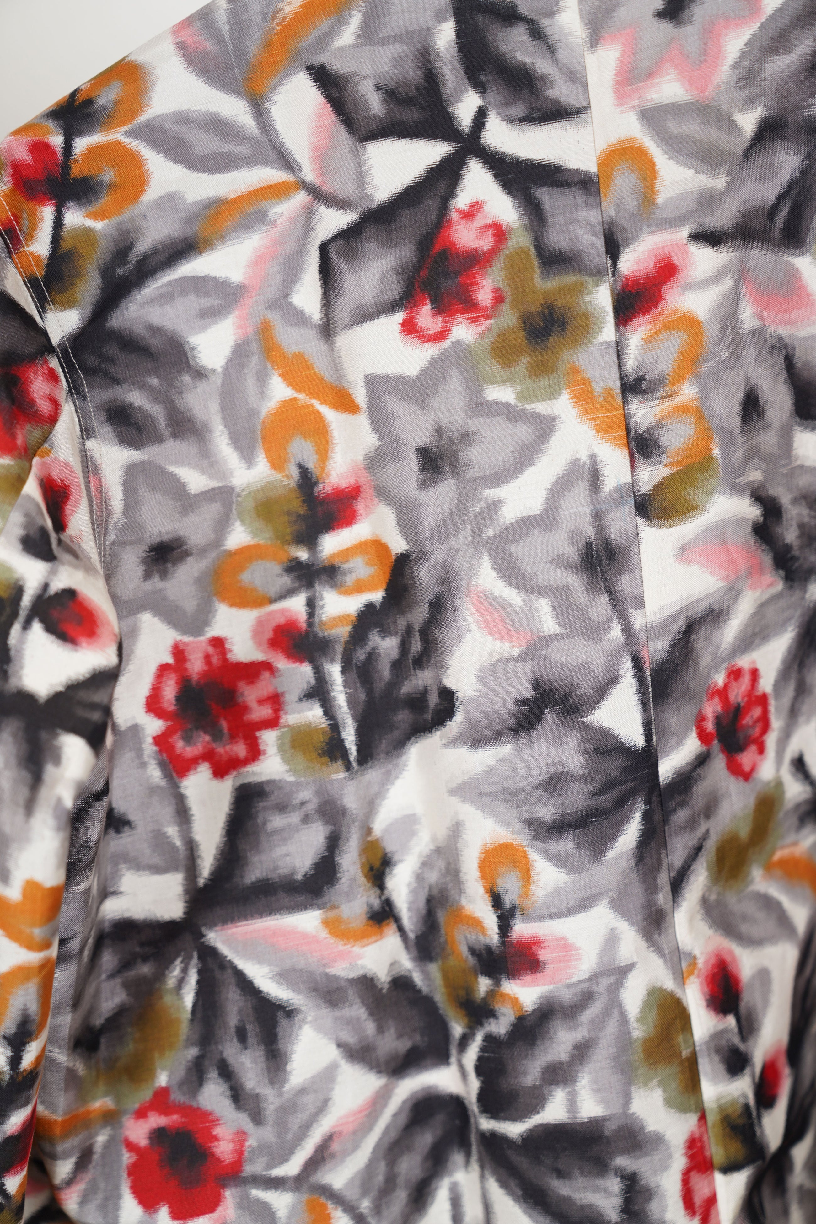 blouse silk ikat white flowers