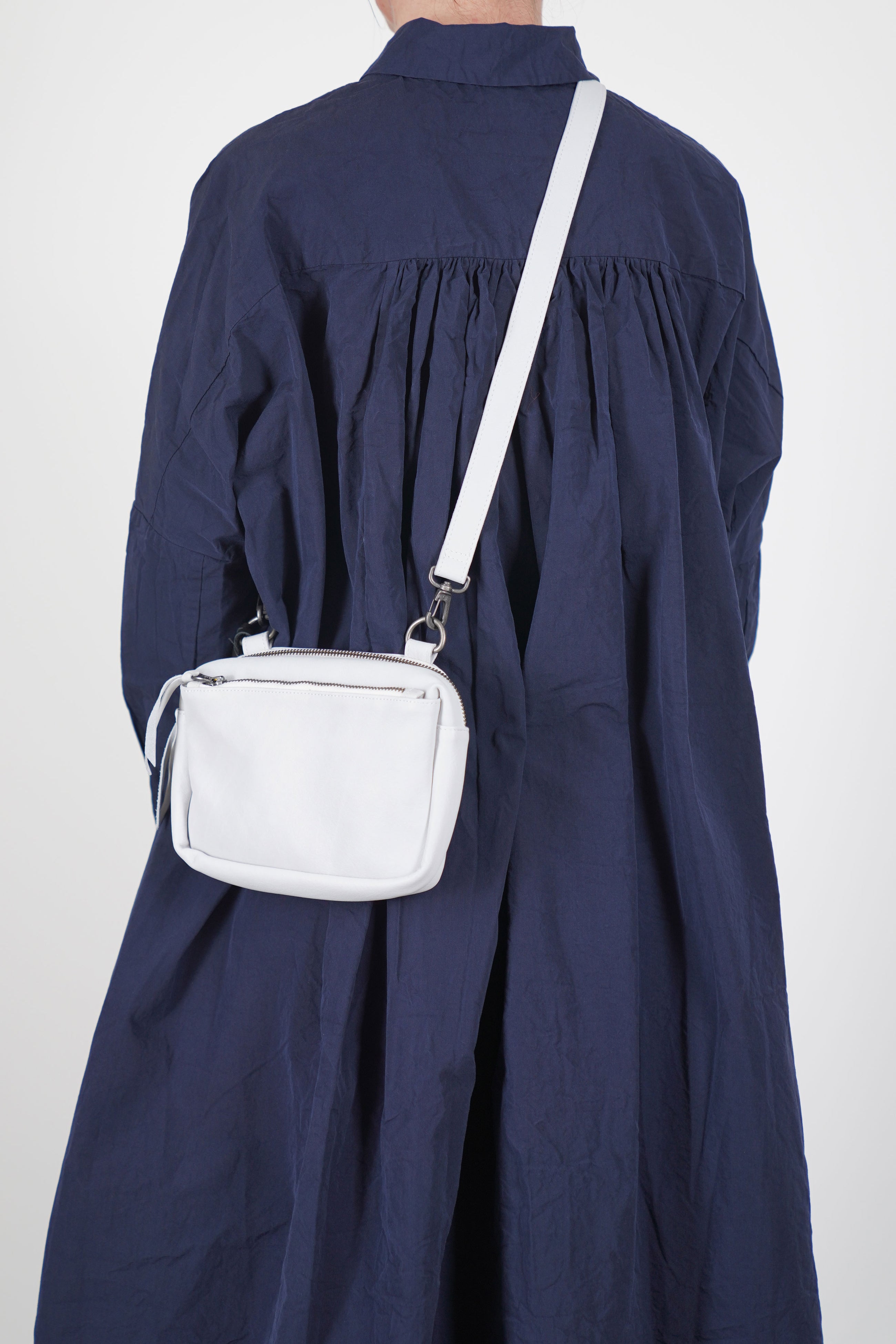 soft leather small shoulder bag snow white