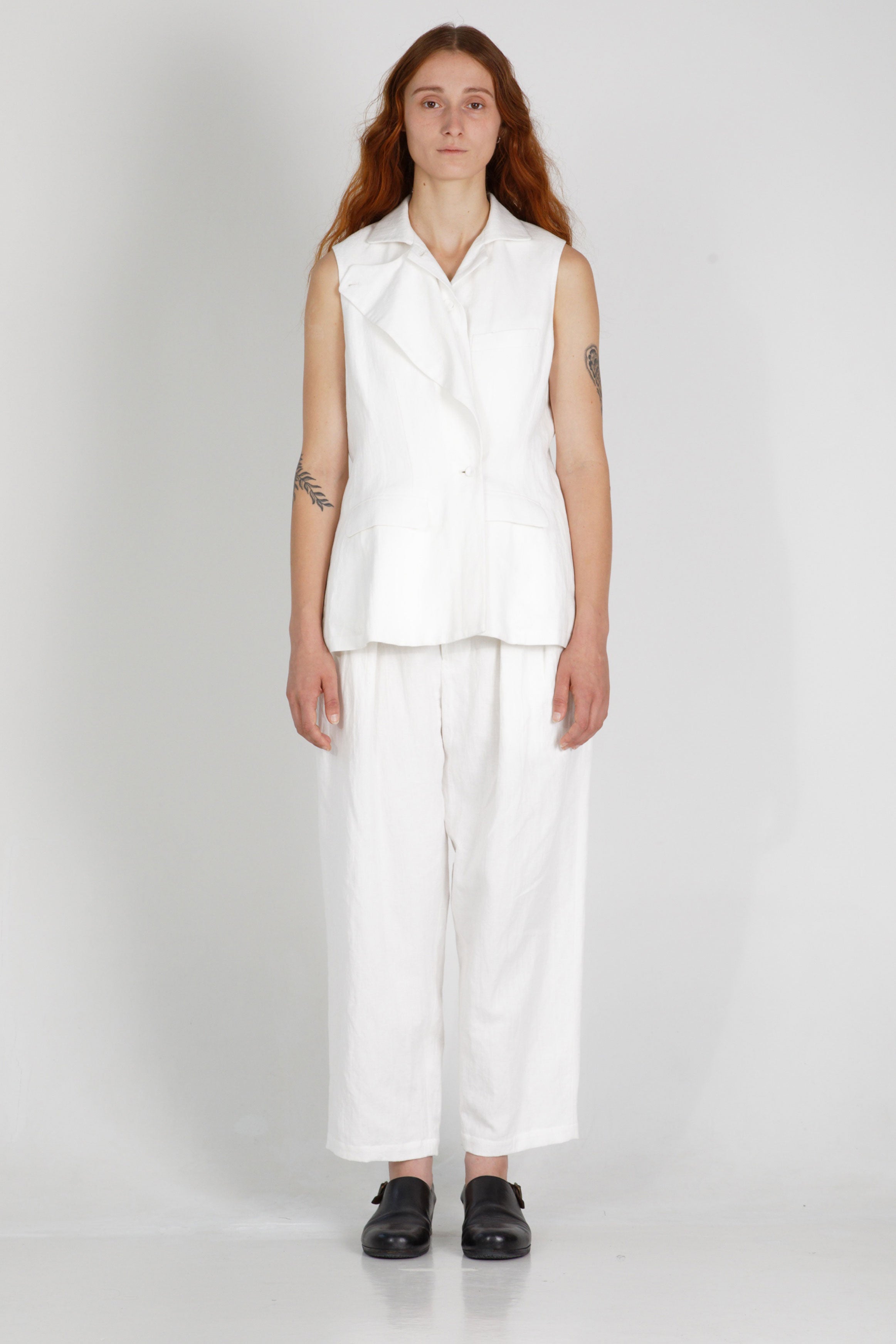 cotton linen waistcoat gertrude off-white