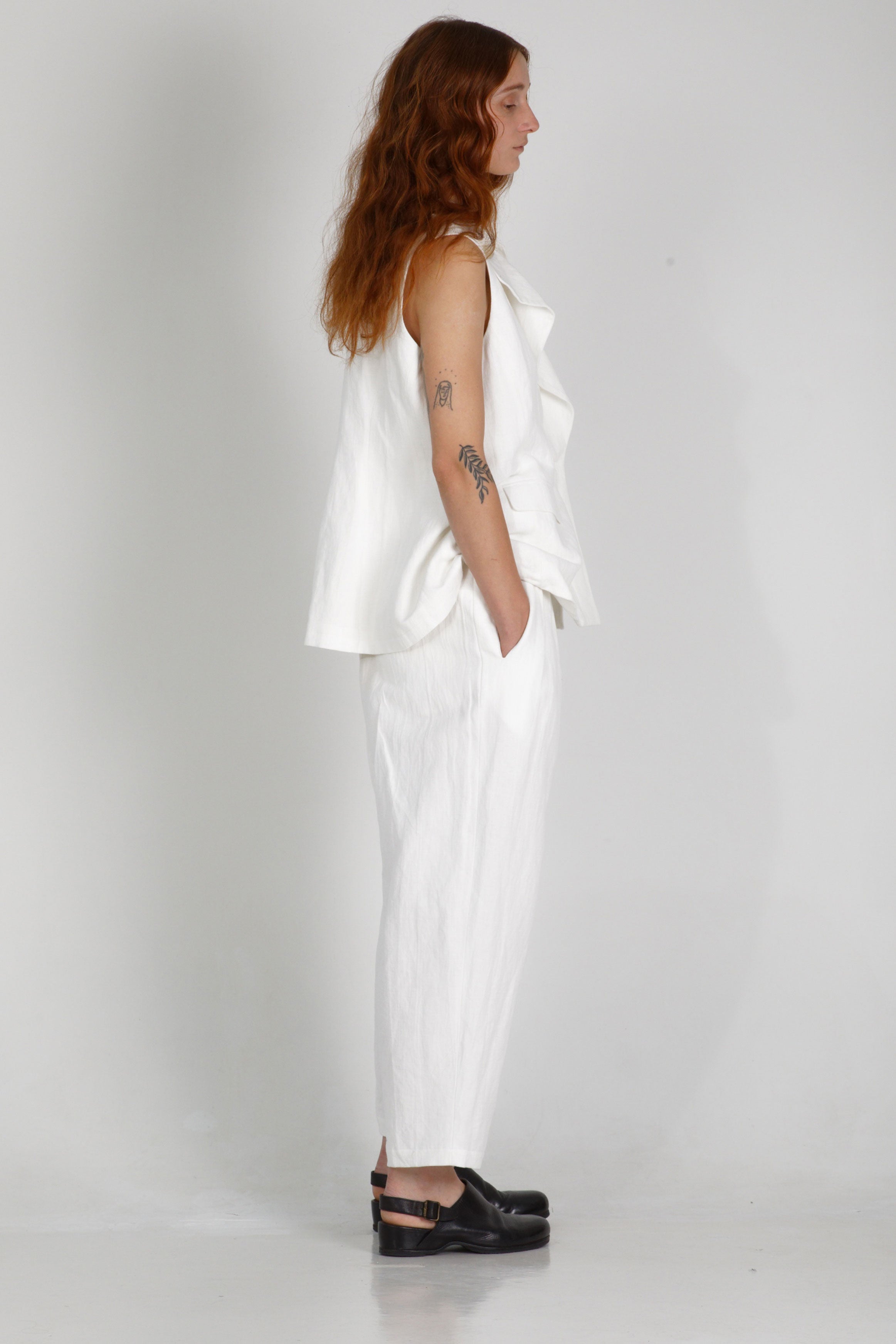 cotton linen waistcoat gertrude off-white