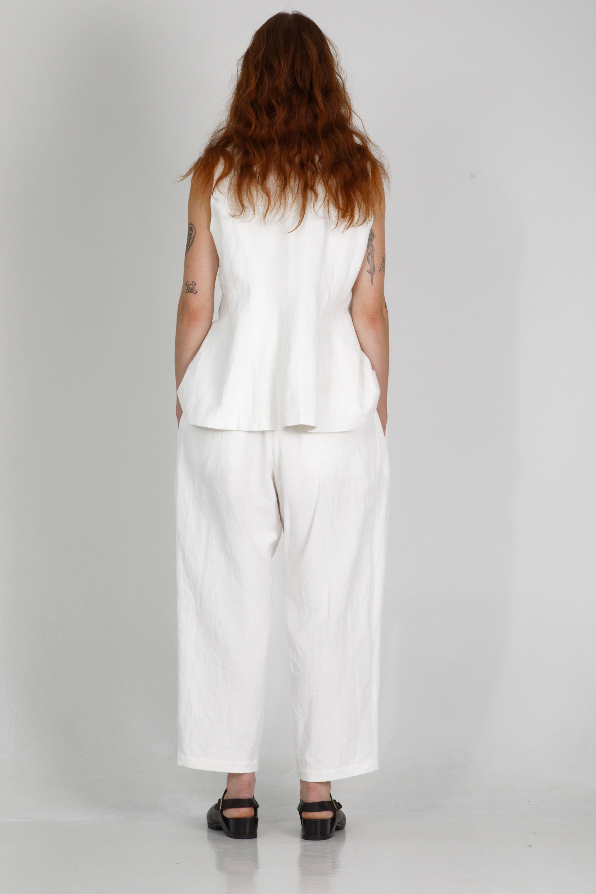 cotton linen waistcoat gertrude off-white