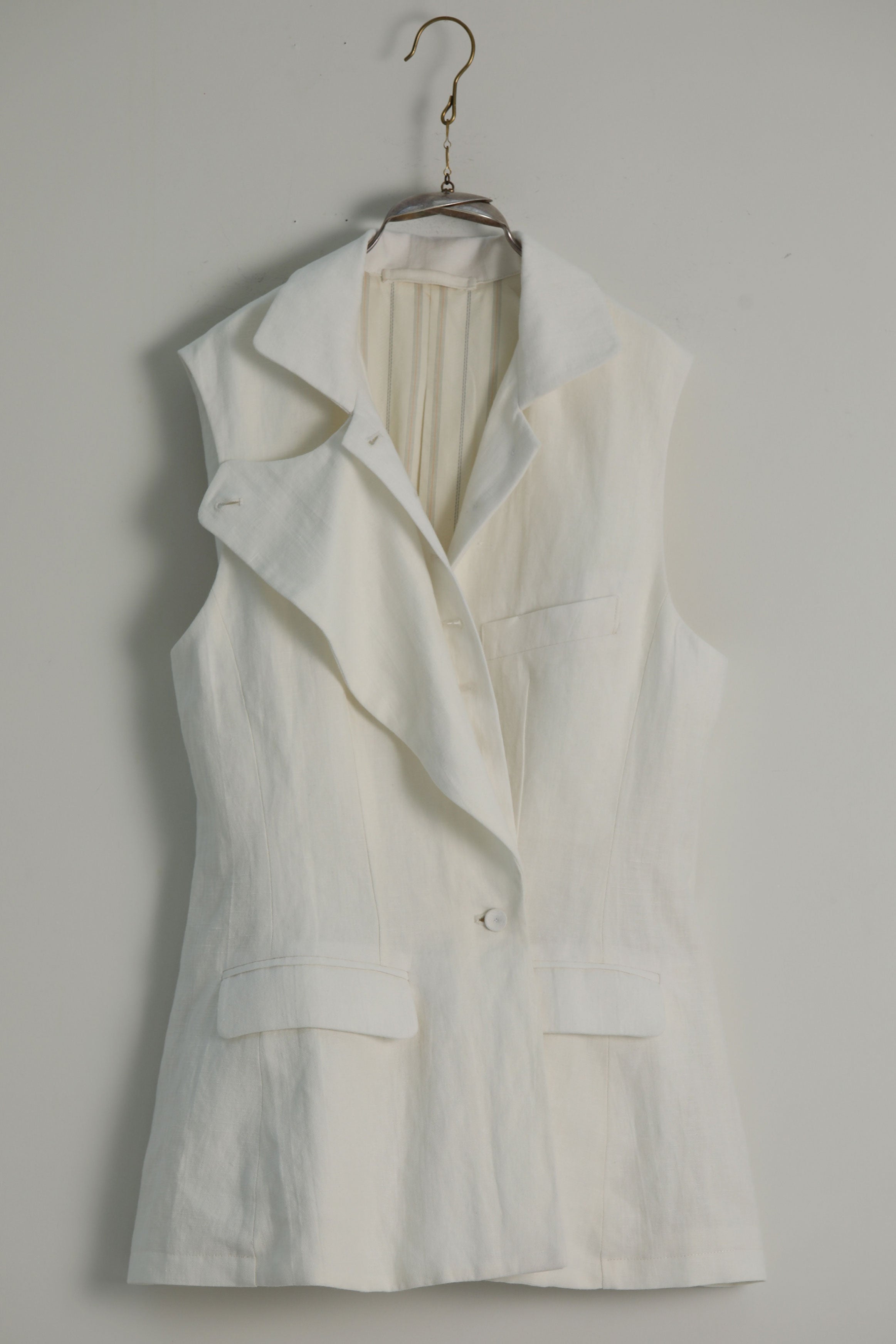cotton linen waistcoat gertrude off-white