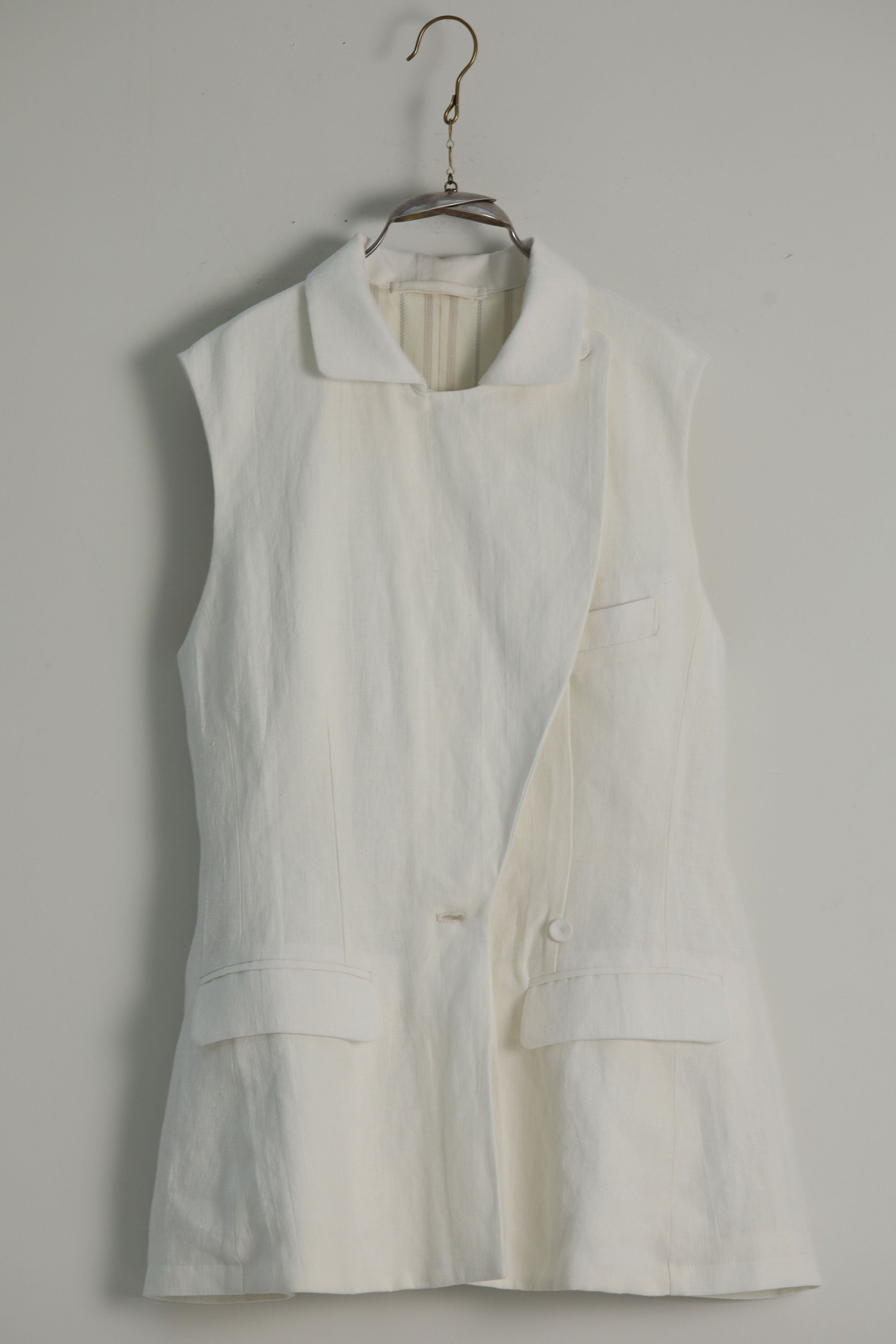 cotton linen waistcoat gertrude off-white