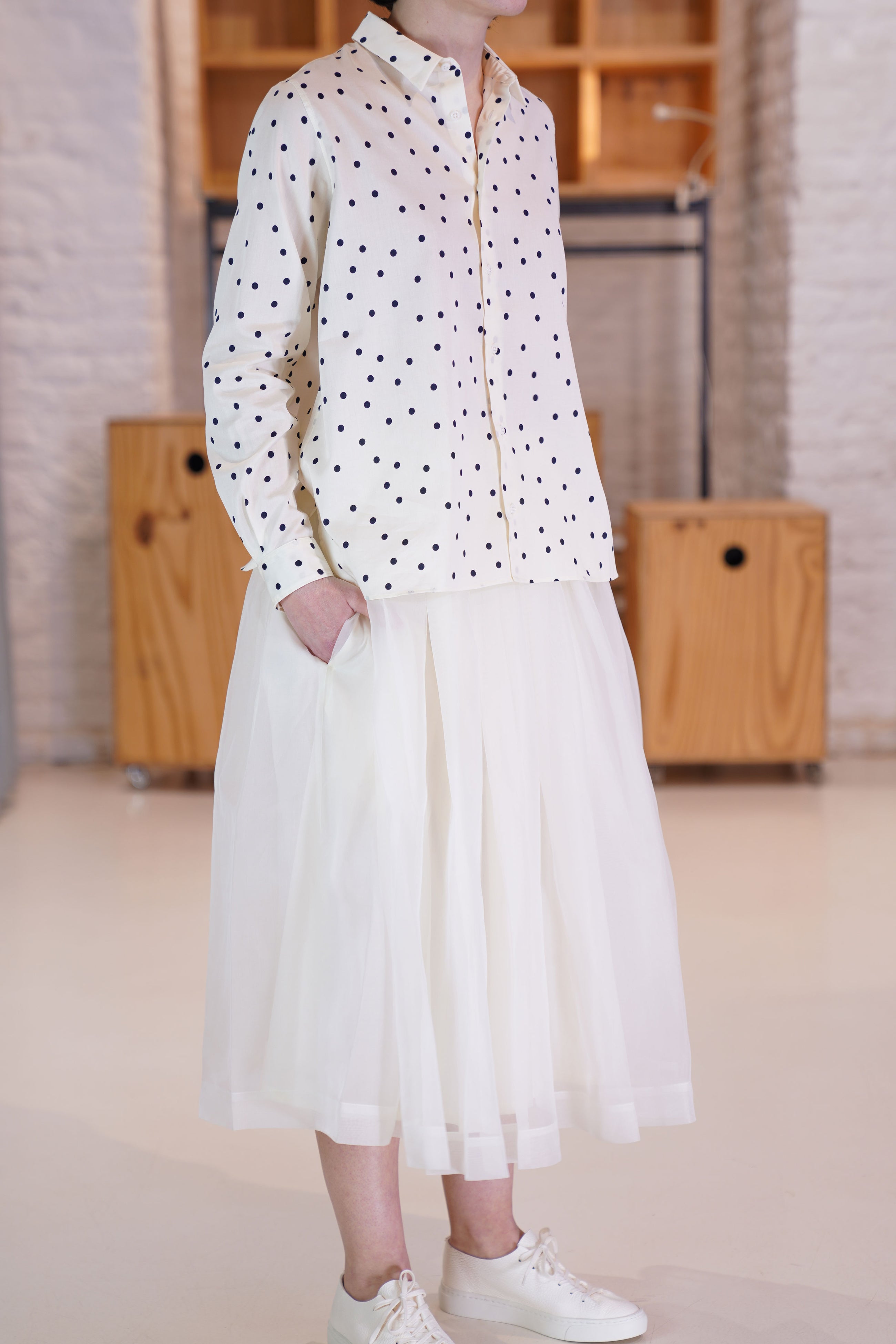 shirt billie ivory navy dots