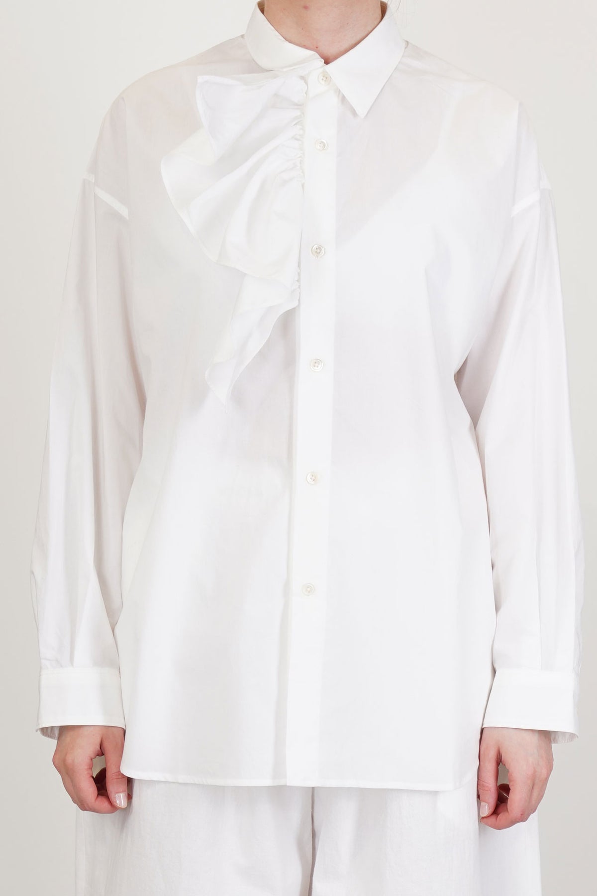 simon ruffle blouse typewriter off-white