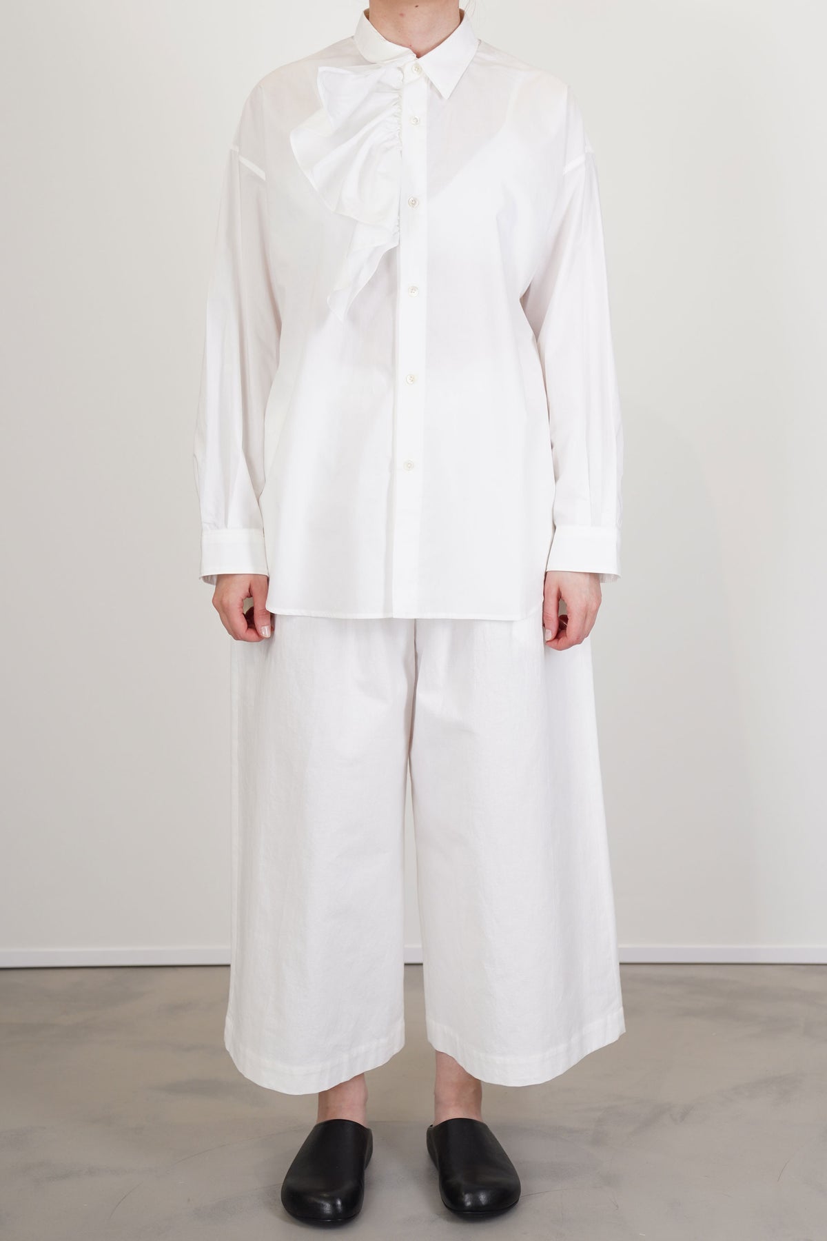 simon ruffle blouse typewriter off-white