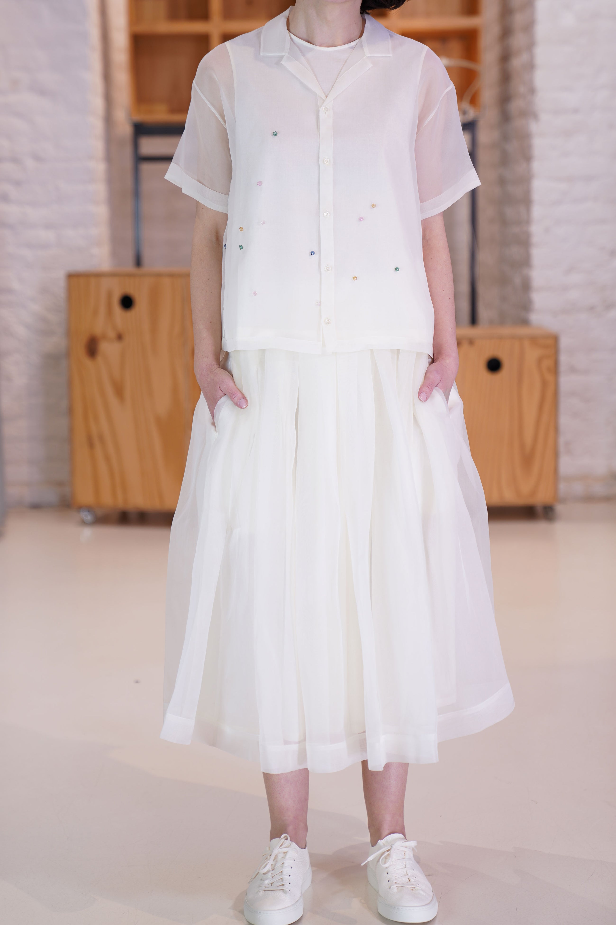 skirt solange off-white silk organza