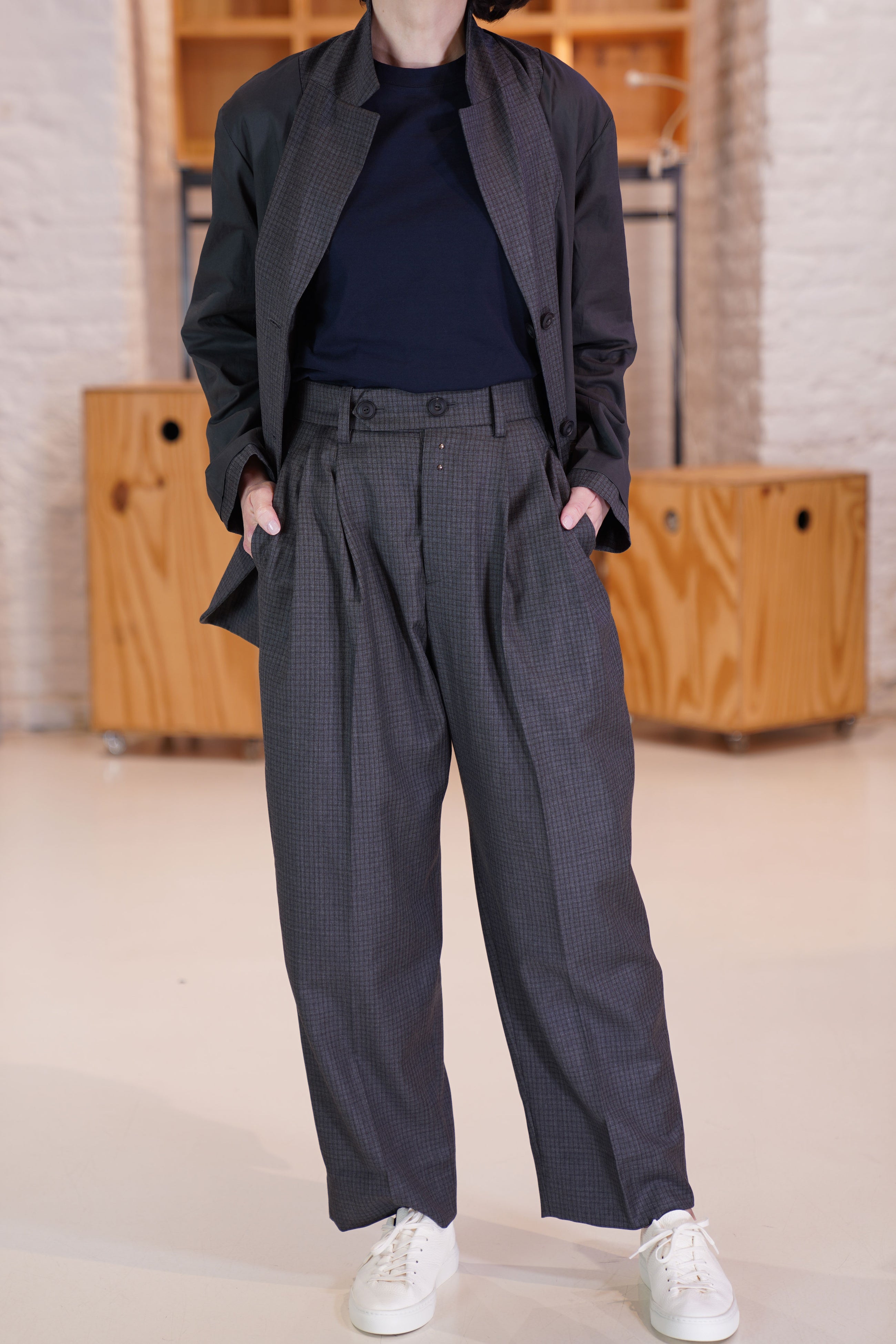 wool pants philip hubert mid grey check