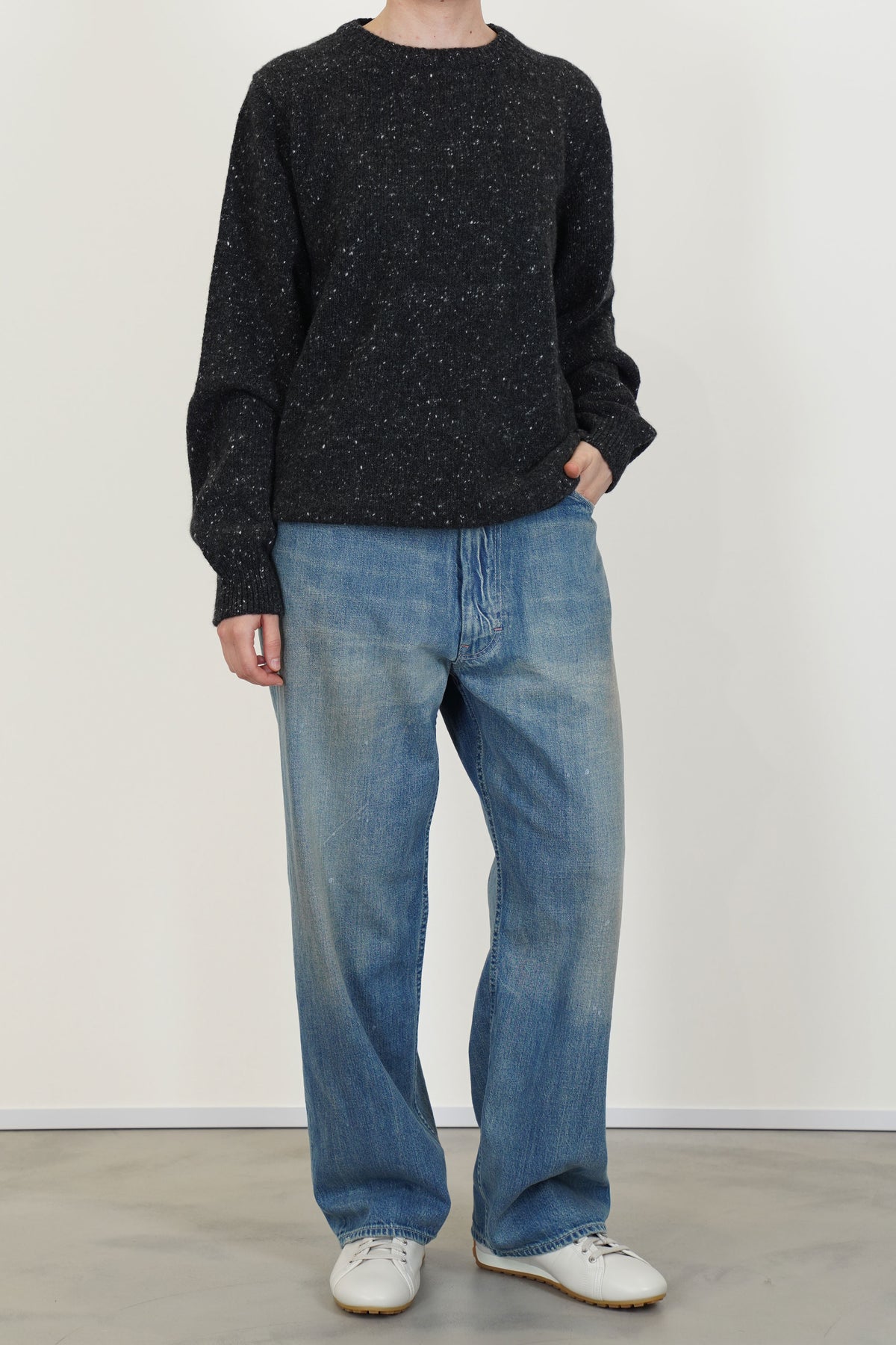 crewneck sweater wool cashmere tweed black