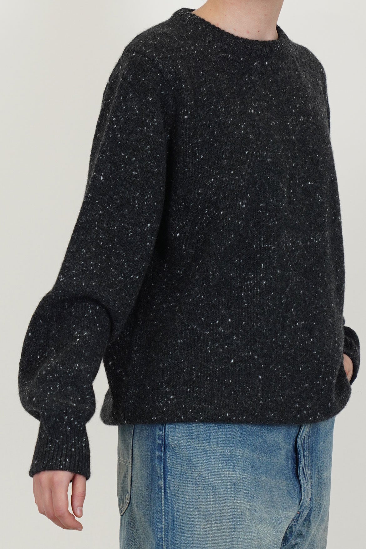 crewneck sweater wool cashmere tweed black