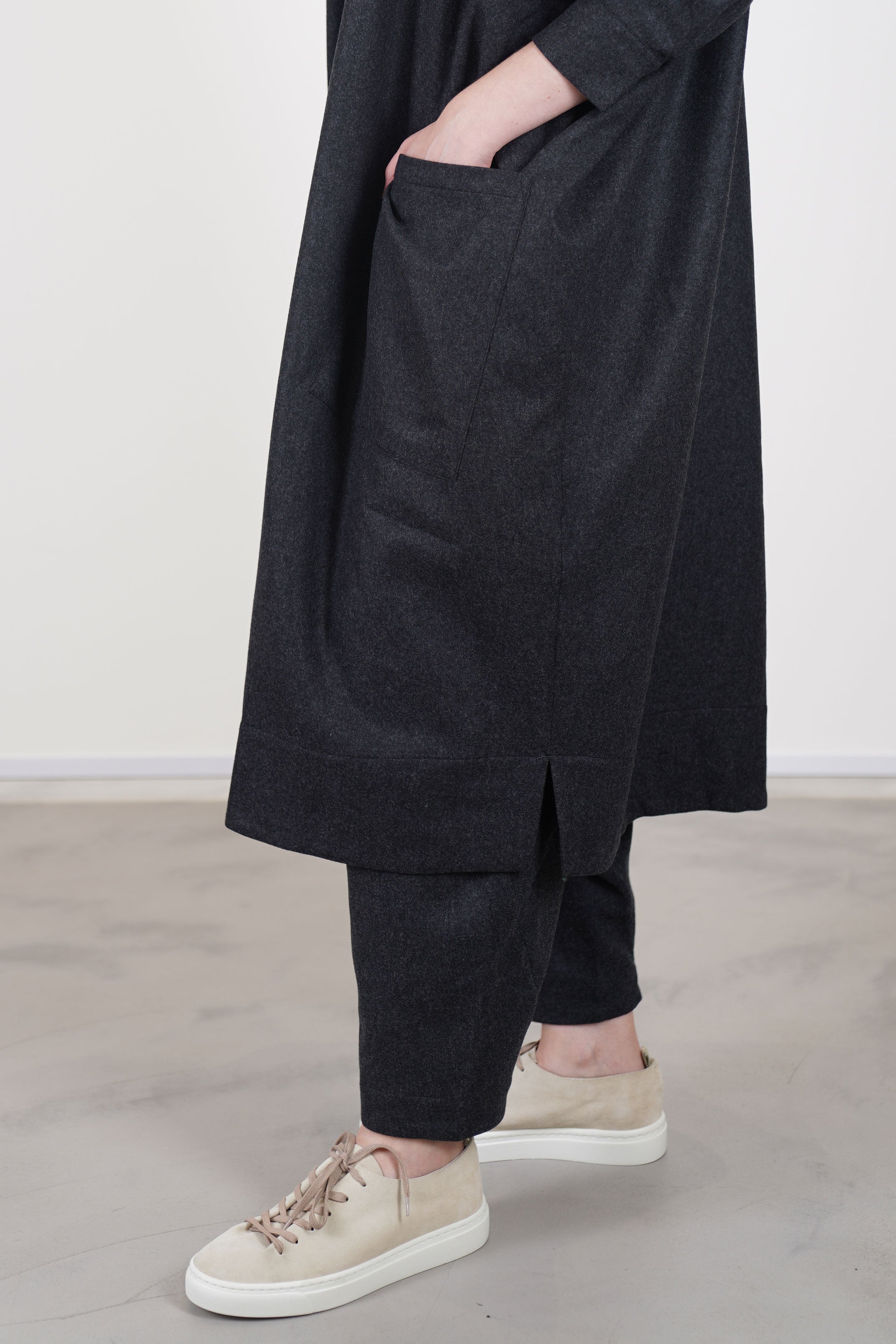 framer dress wool charcoal