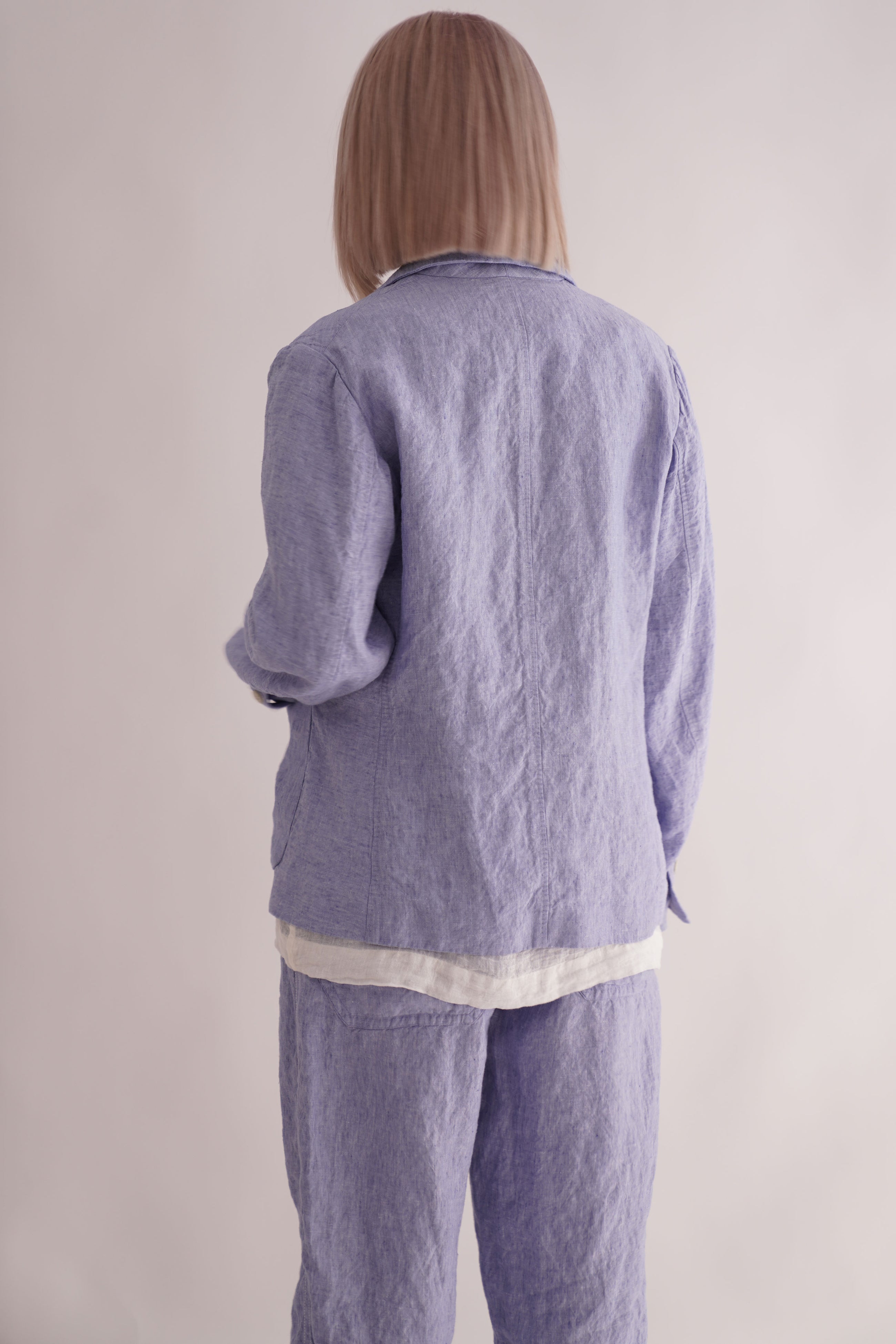 kenporon jacket indigo linen sax