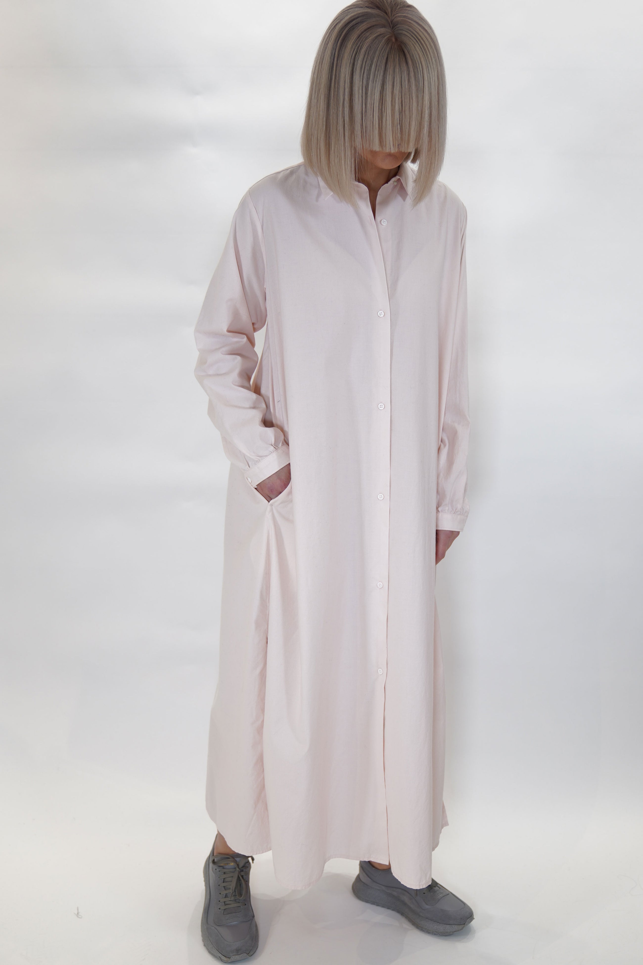 cotton cashmere simple shirt dress sakura