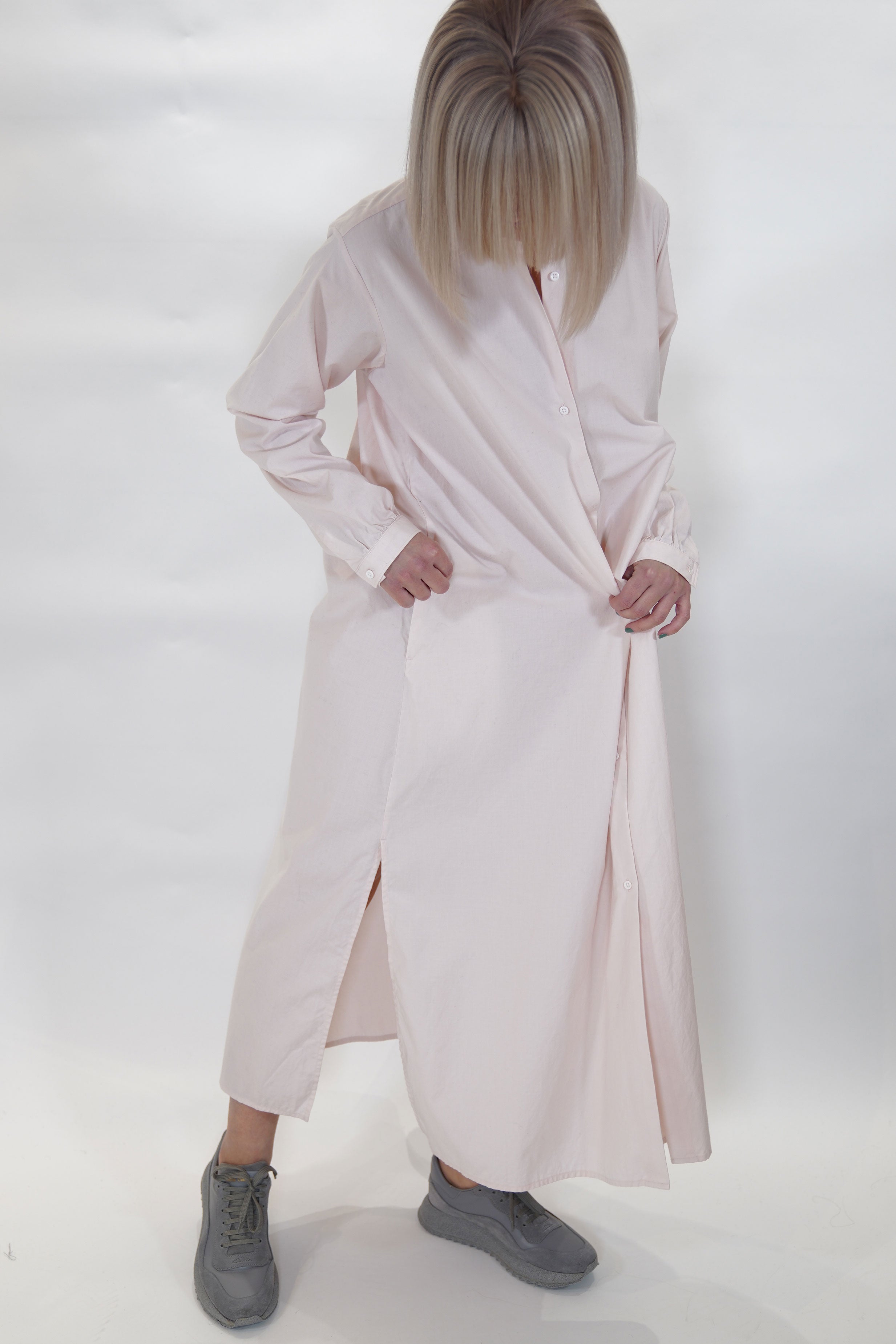cotton cashmere simple shirt dress sakura