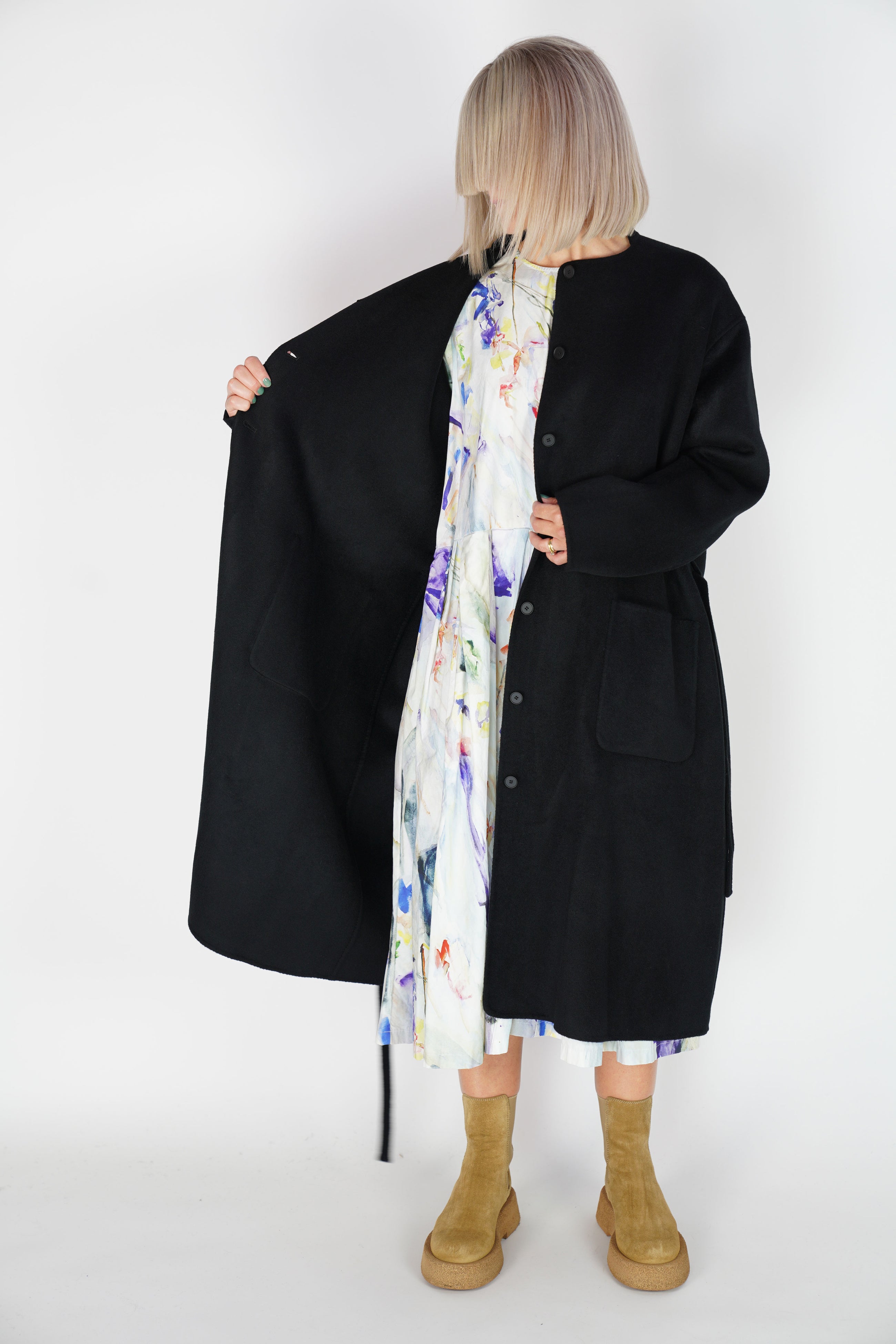 manuelle guibal cashmere coat shacash black