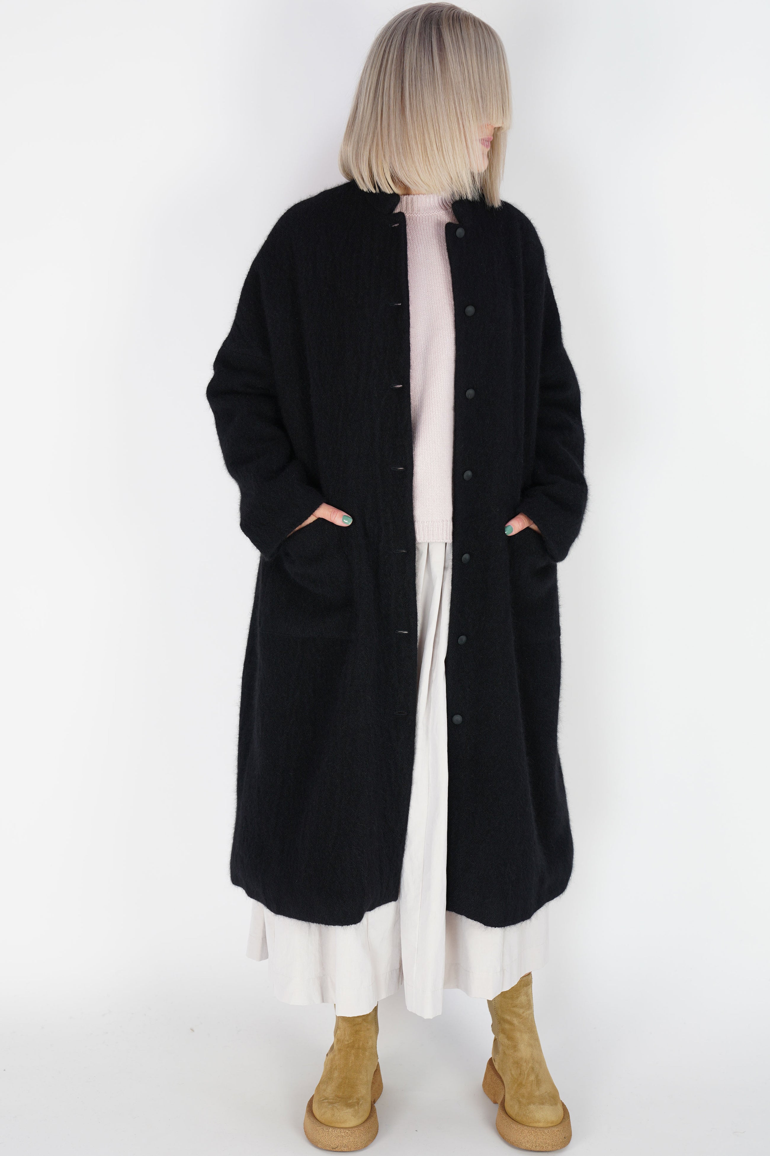 manuelle guibal cashmere coat shacash black