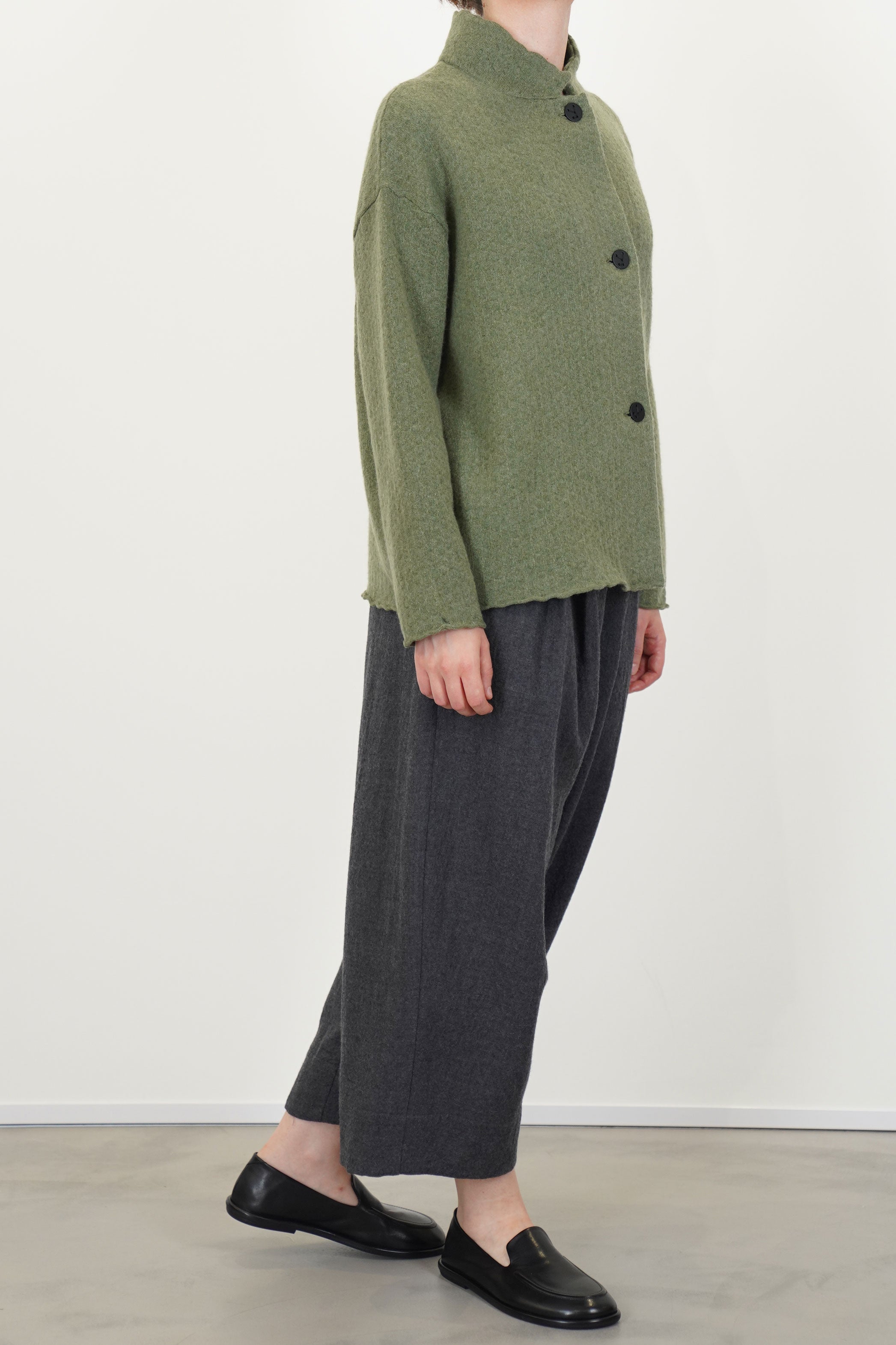 ikari knitted textured cashmere jacket fern