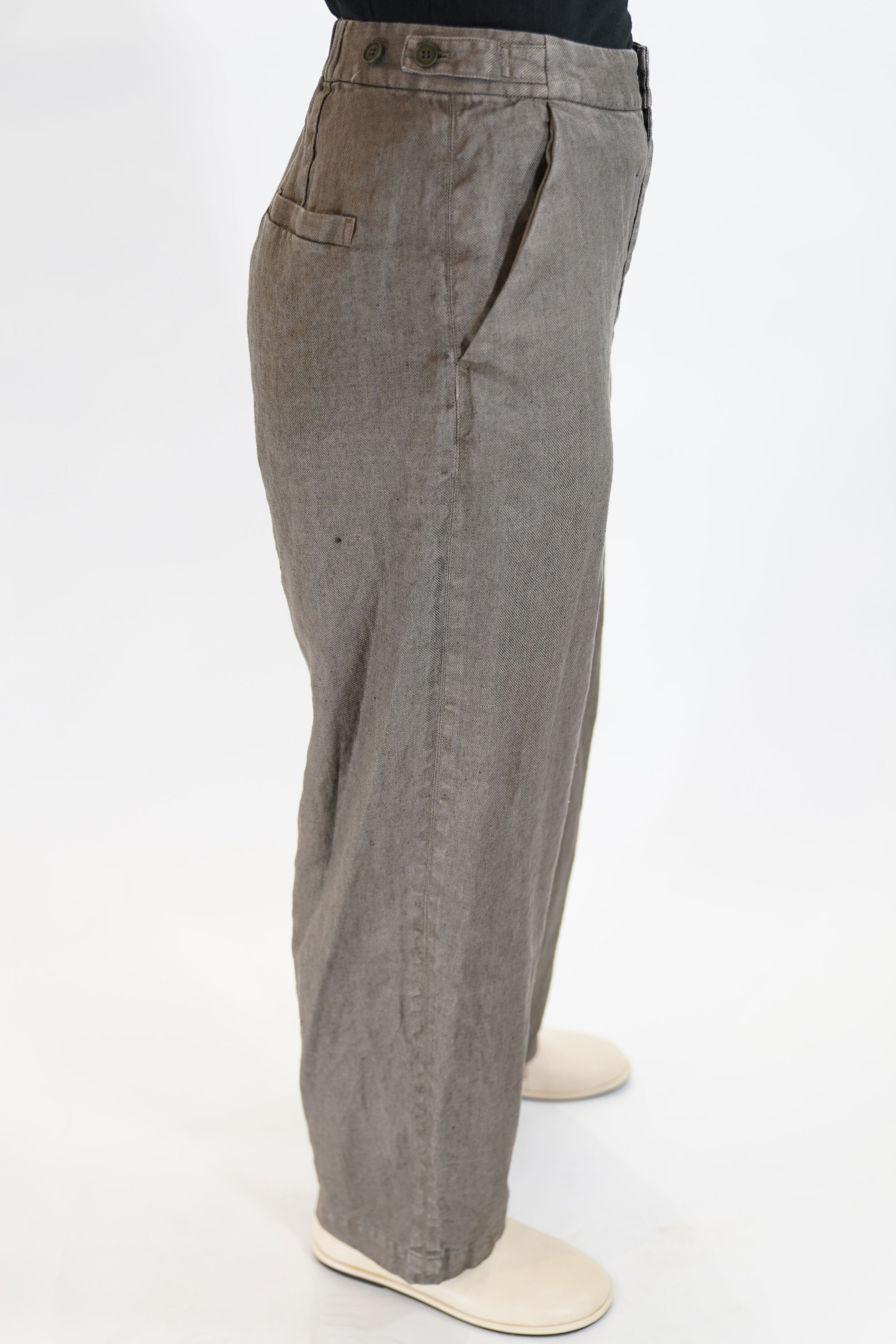 linen twill wide pants khaki