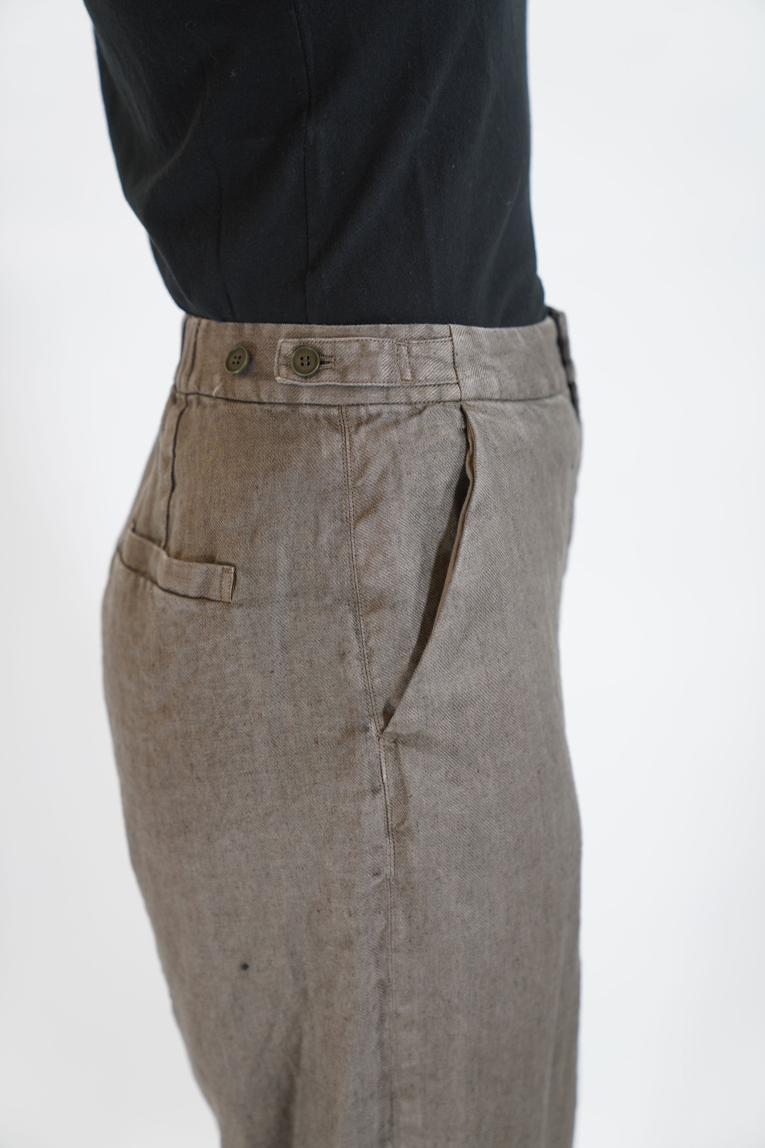 linen twill wide pants khaki