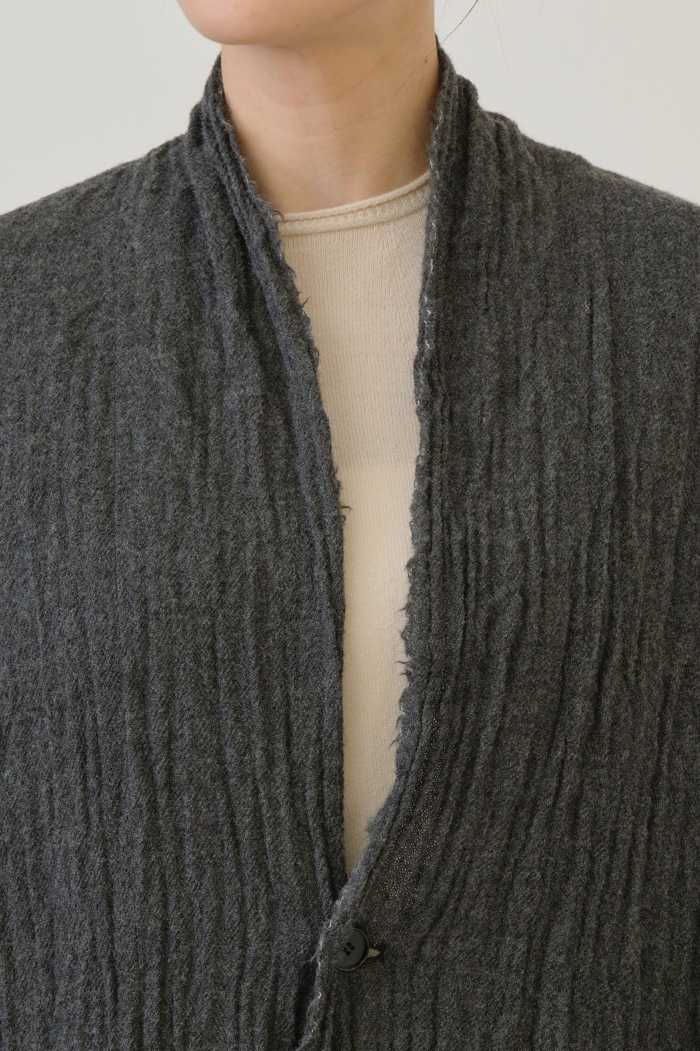 refined wool gauze coat charcoal