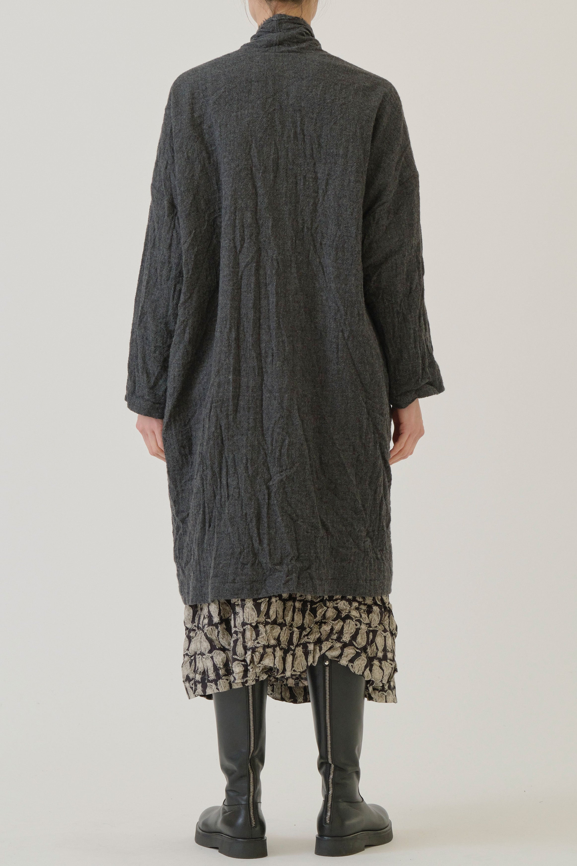 refined wool gauze coat charcoal