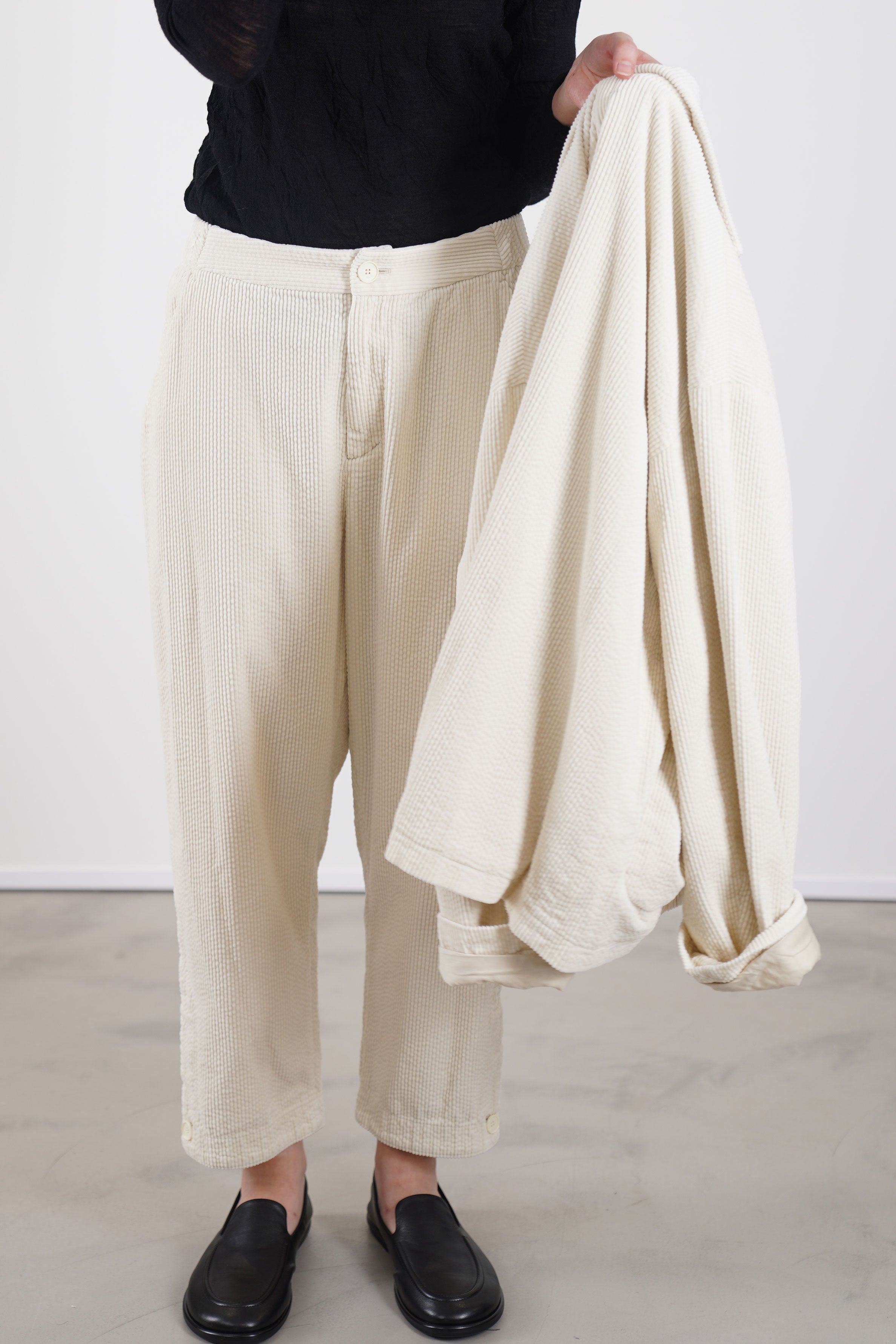 corduroy tapered pants ivory