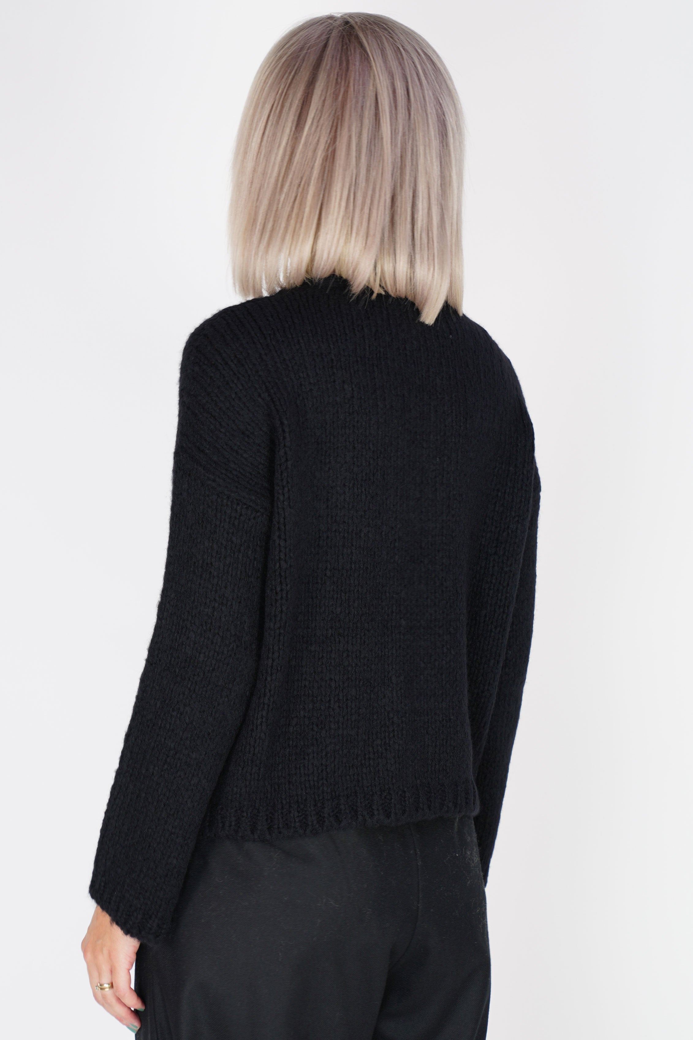 cashmere boxy knit cardigan black