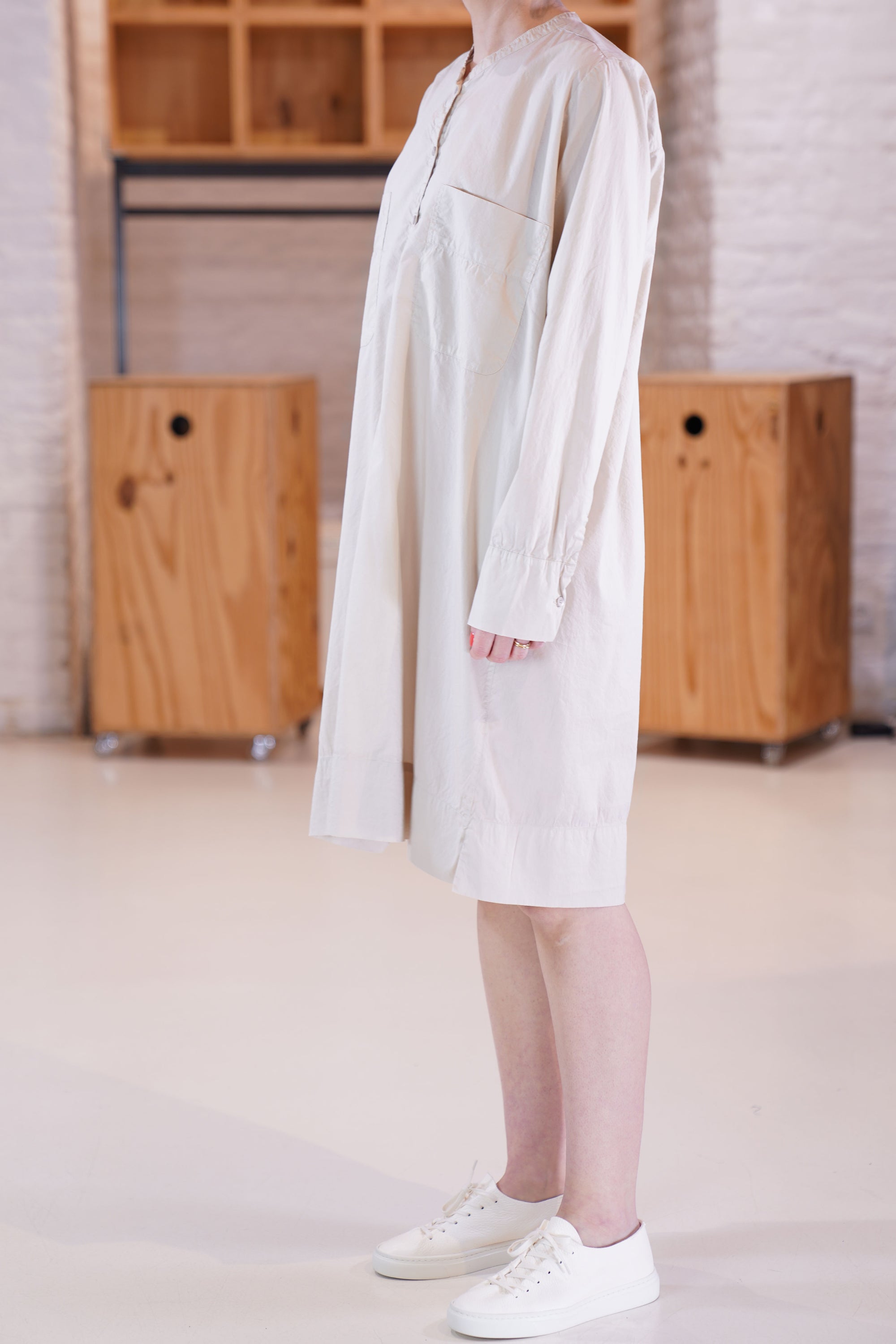 cotton and silk shirt dress sable