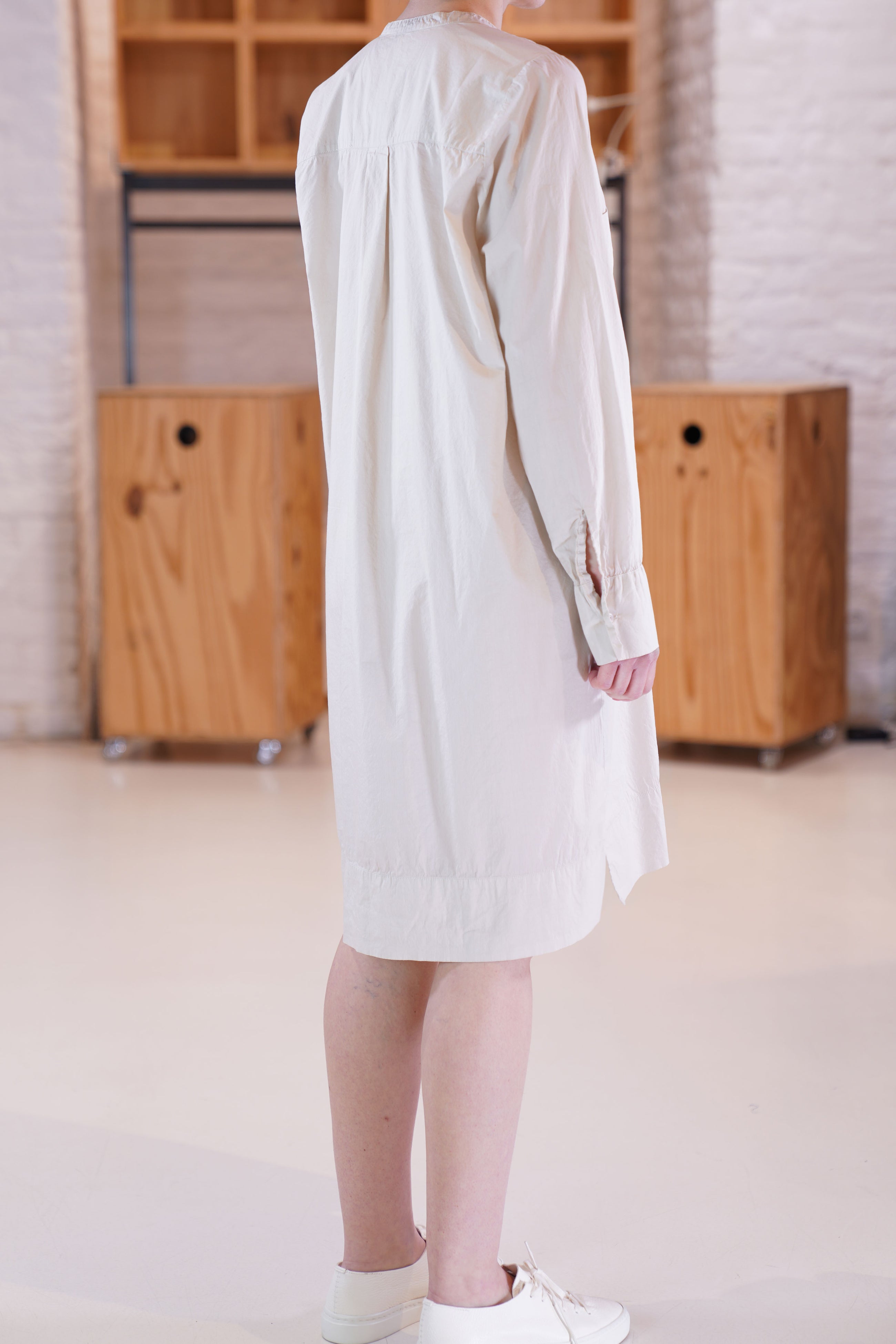 cotton and silk shirt dress sable
