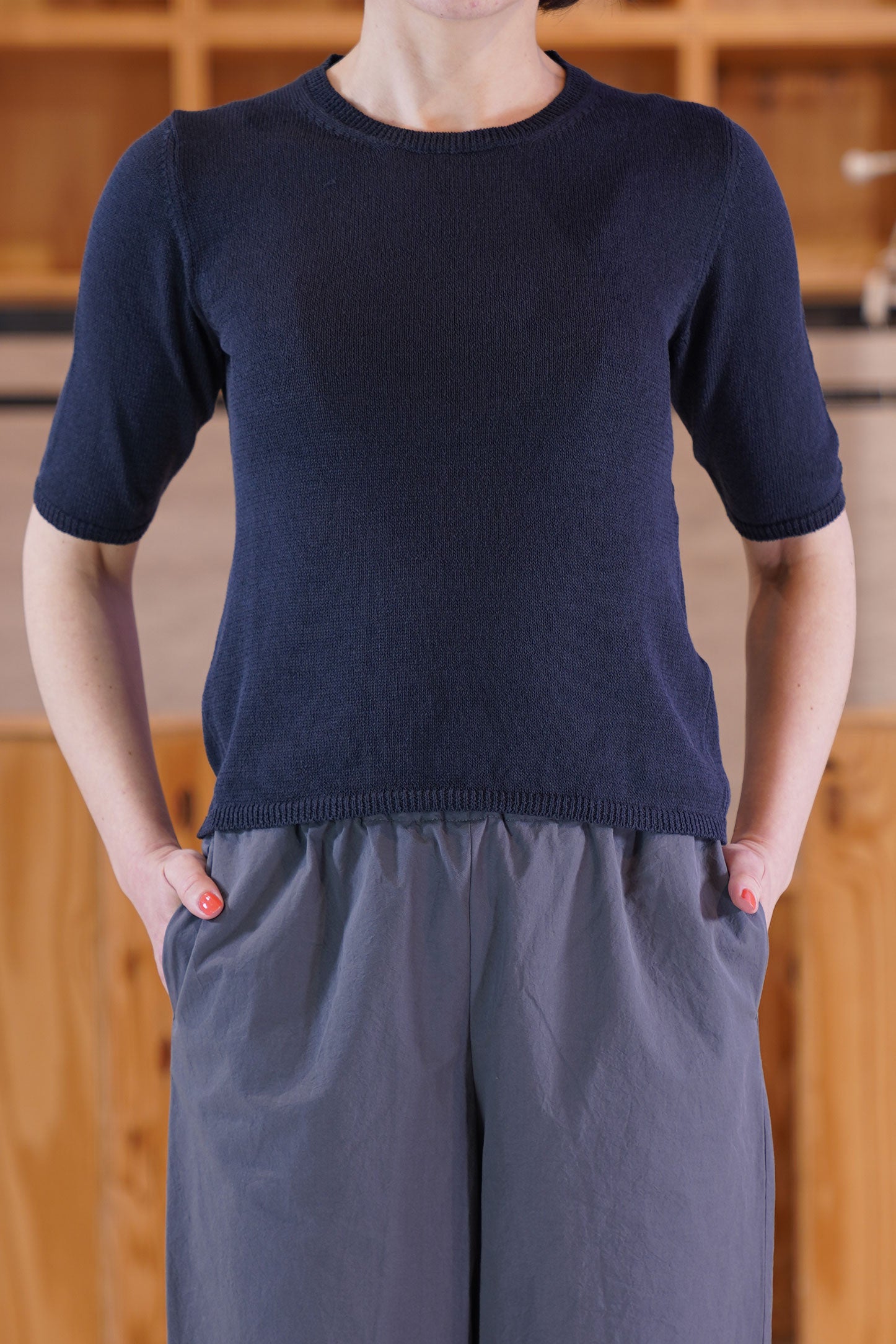 cotton and silk sweater indigo