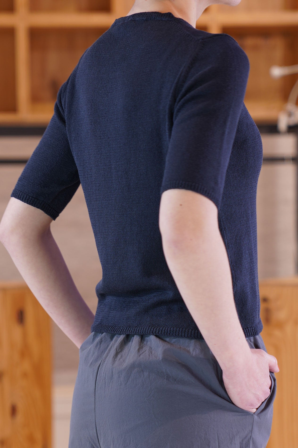 cotton and silk sweater indigo